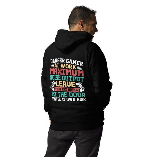Danger Gamer Enter At Own Risk - Unisex Hoodie ( Back Print ) by DarkByteGear