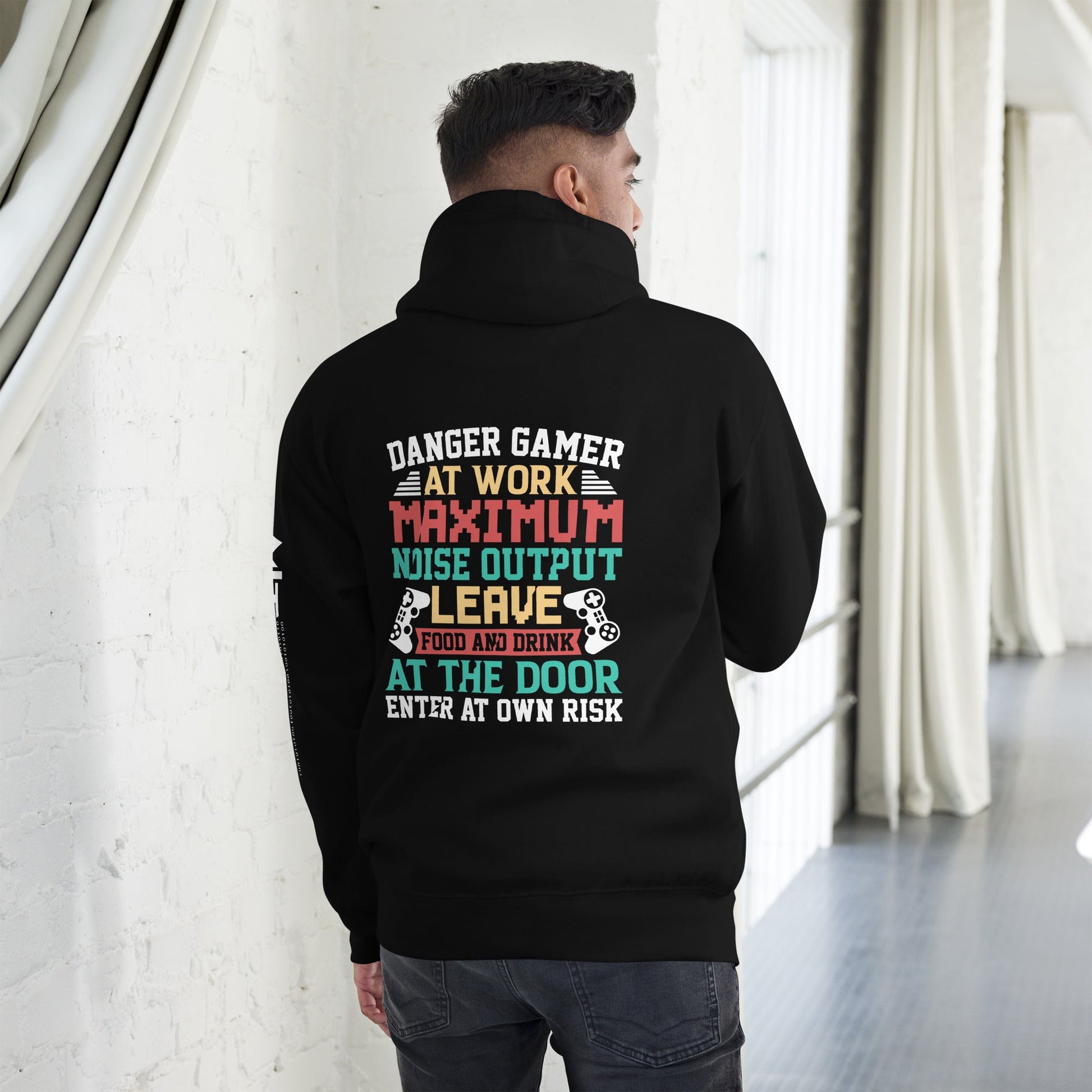 Danger Gamer Enter At Own Risk - Unisex Hoodie ( Back Print ) by DarkByteGear