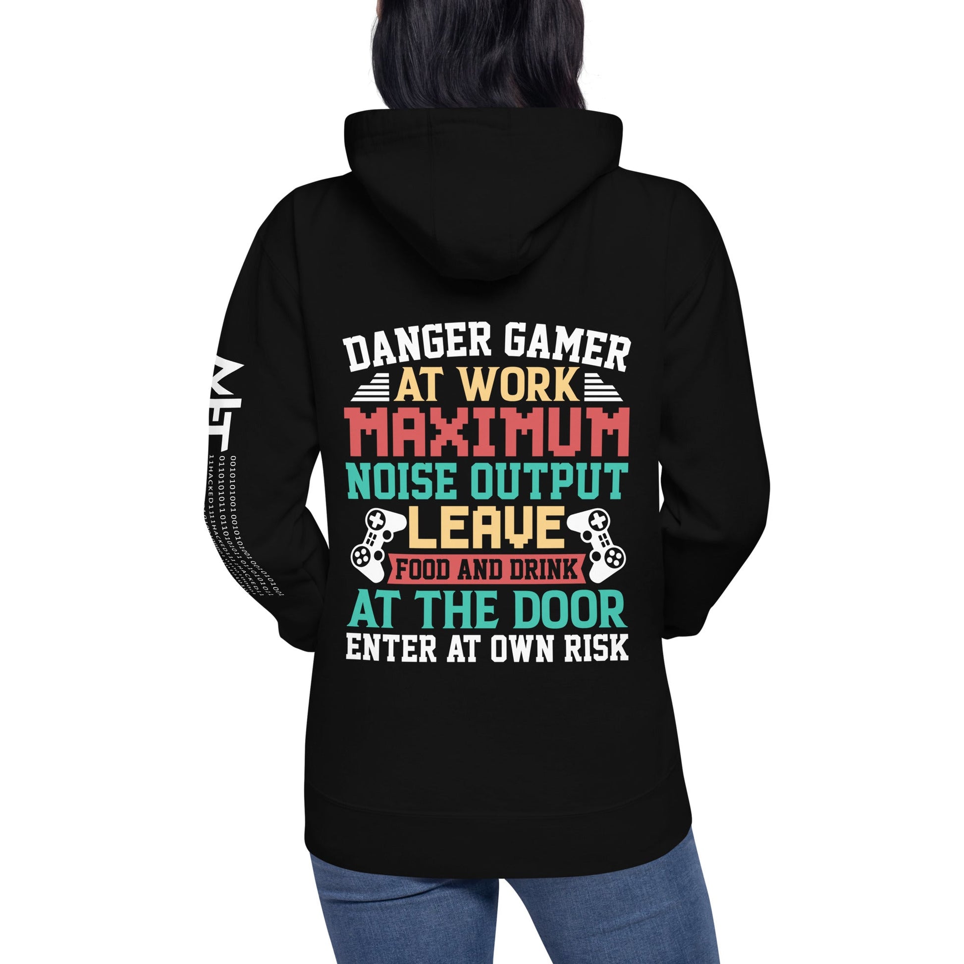 Danger Gamer Enter At Own Risk - Unisex Hoodie ( Back Print ) by DarkByteGear
