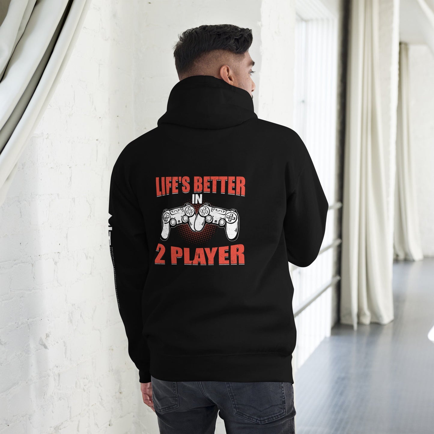 Life's Better in Two Players - Unisex Hoodie ( Back Print ) by DarkByteGear