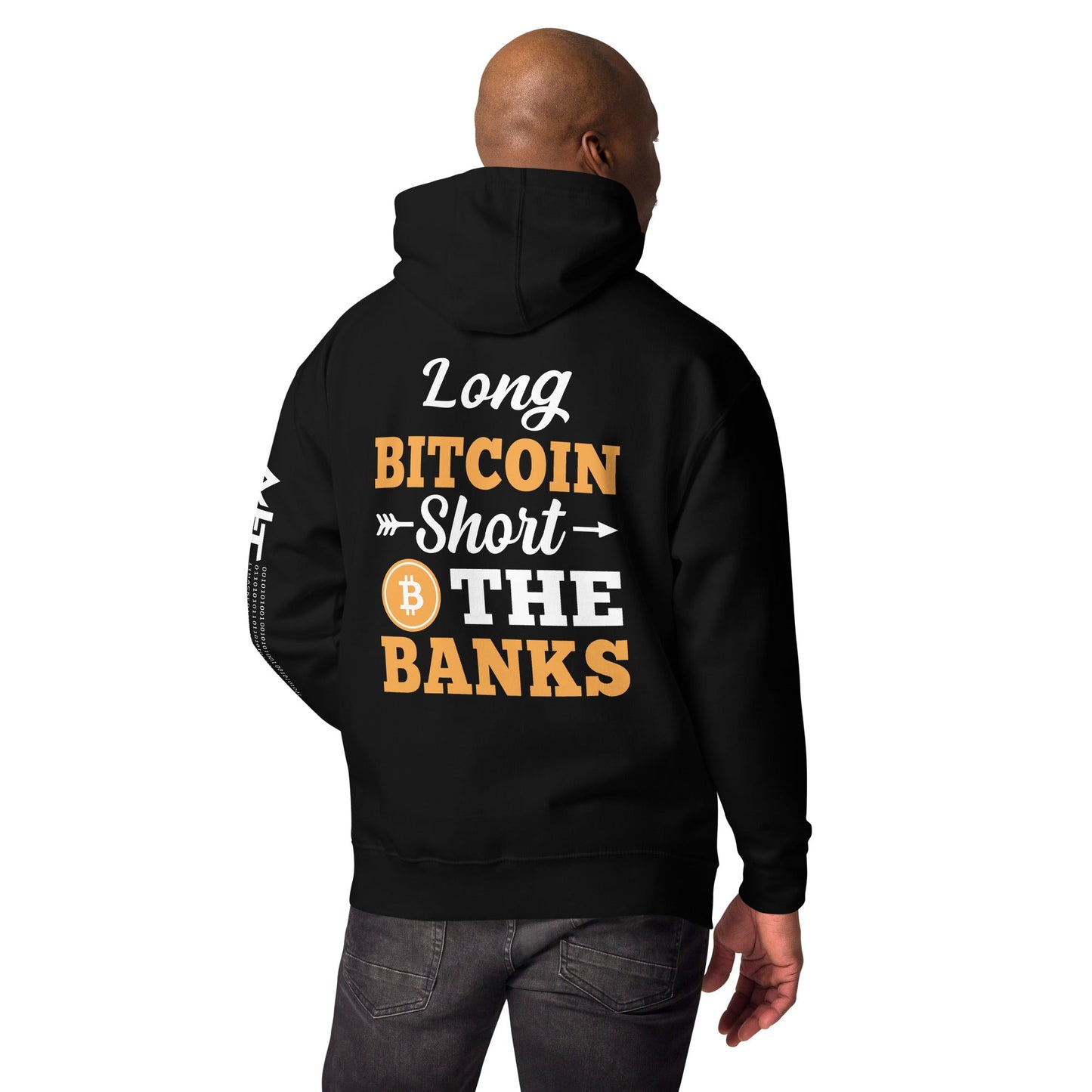 Long Big Coin, Short the Banks - Unisex Hoodie ( Back Print ) by DarkByteGear