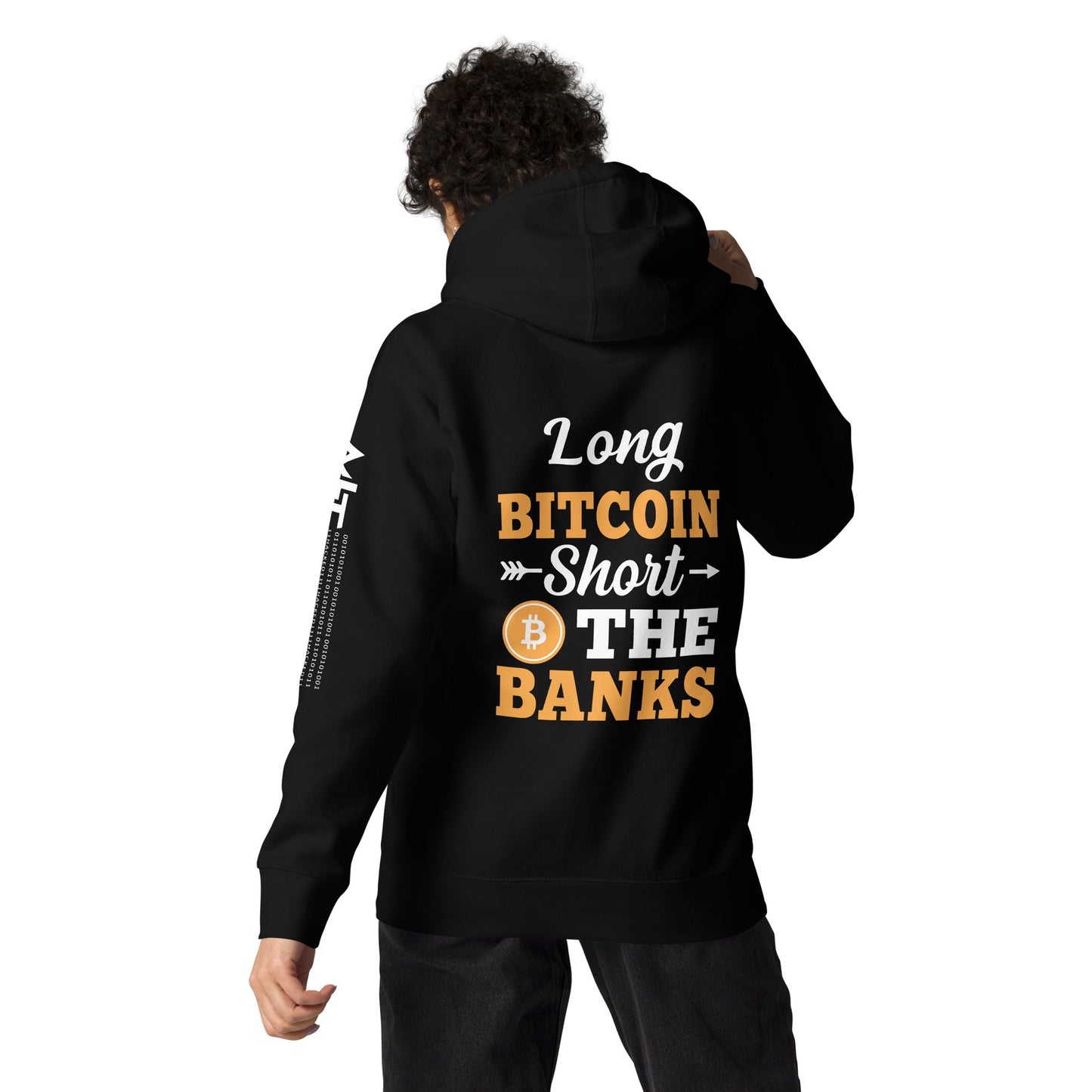 Long Big Coin, Short the Banks - Unisex Hoodie ( Back Print ) by DarkByteGear