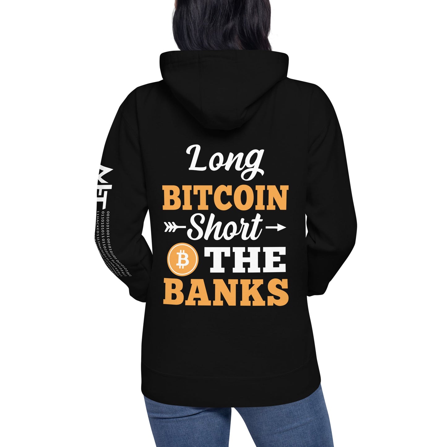 Long Big Coin, Short the Banks - Unisex Hoodie ( Back Print ) by DarkByteGear