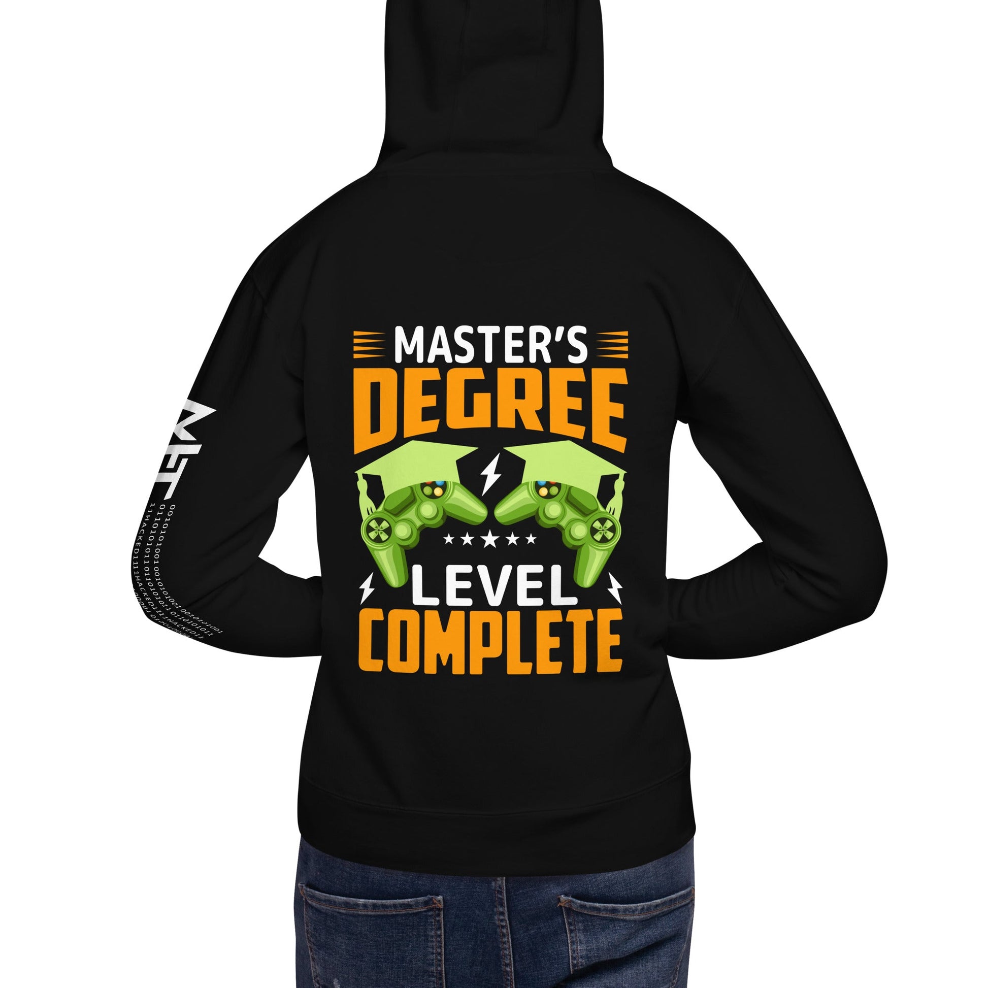 Master Degree Level Complete - Unisex Hoodie ( Back Print ) by DarkByteGear