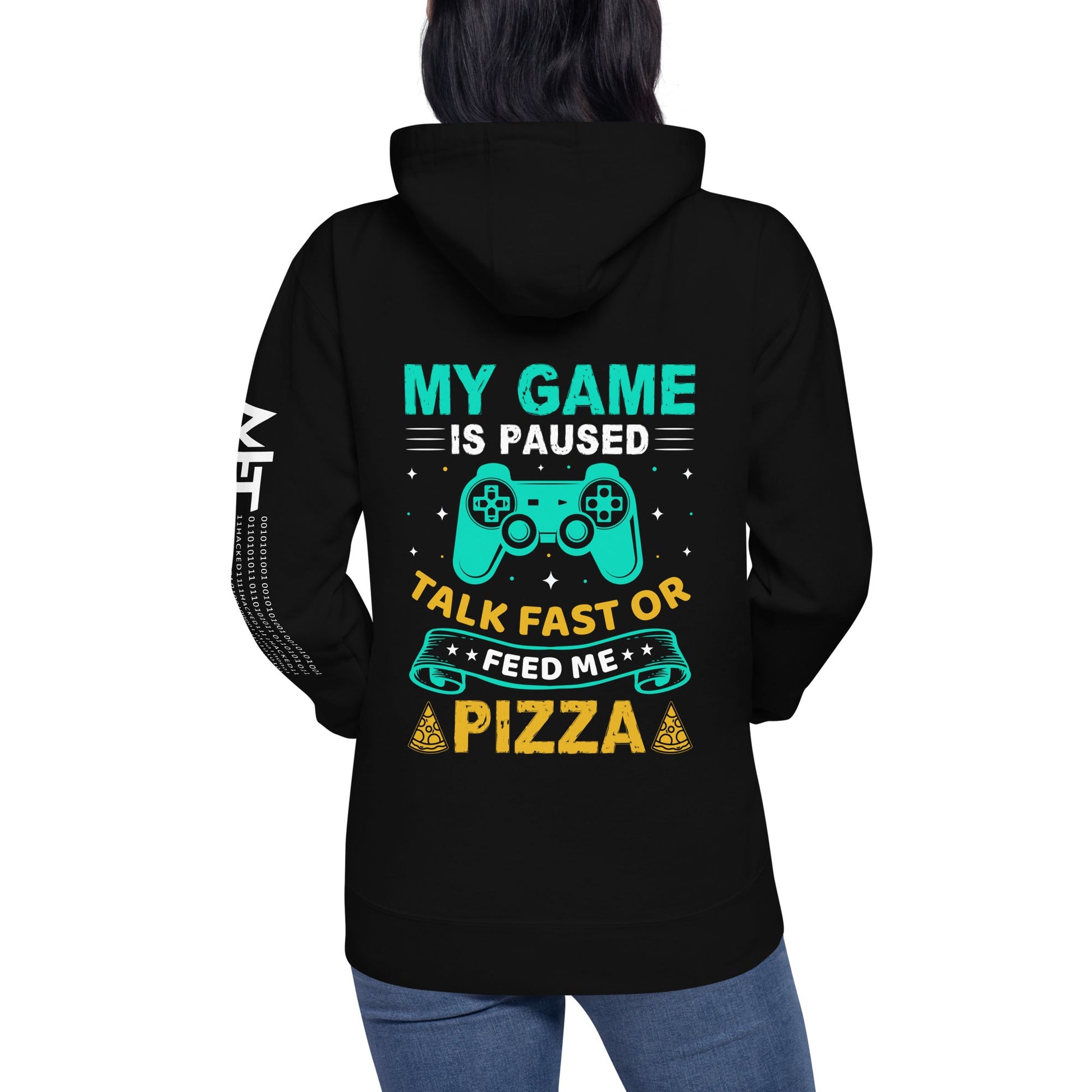 My Game is Paused, Talk Fast or Feed me Pizza - Unisex Hoodie by DarkByteGear