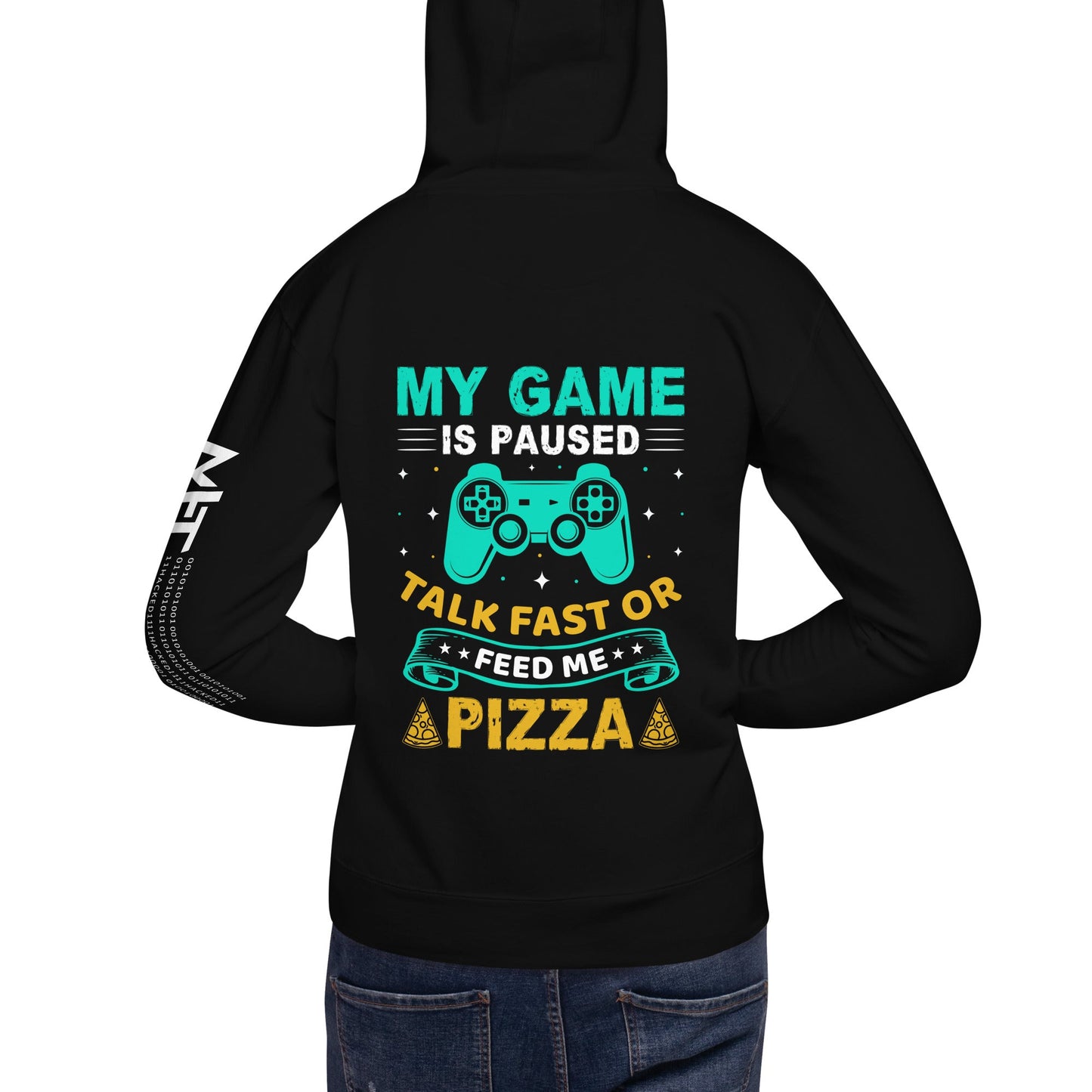 My Game is Paused, Talk Fast or Feed me Pizza - Unisex Hoodie by DarkByteGear