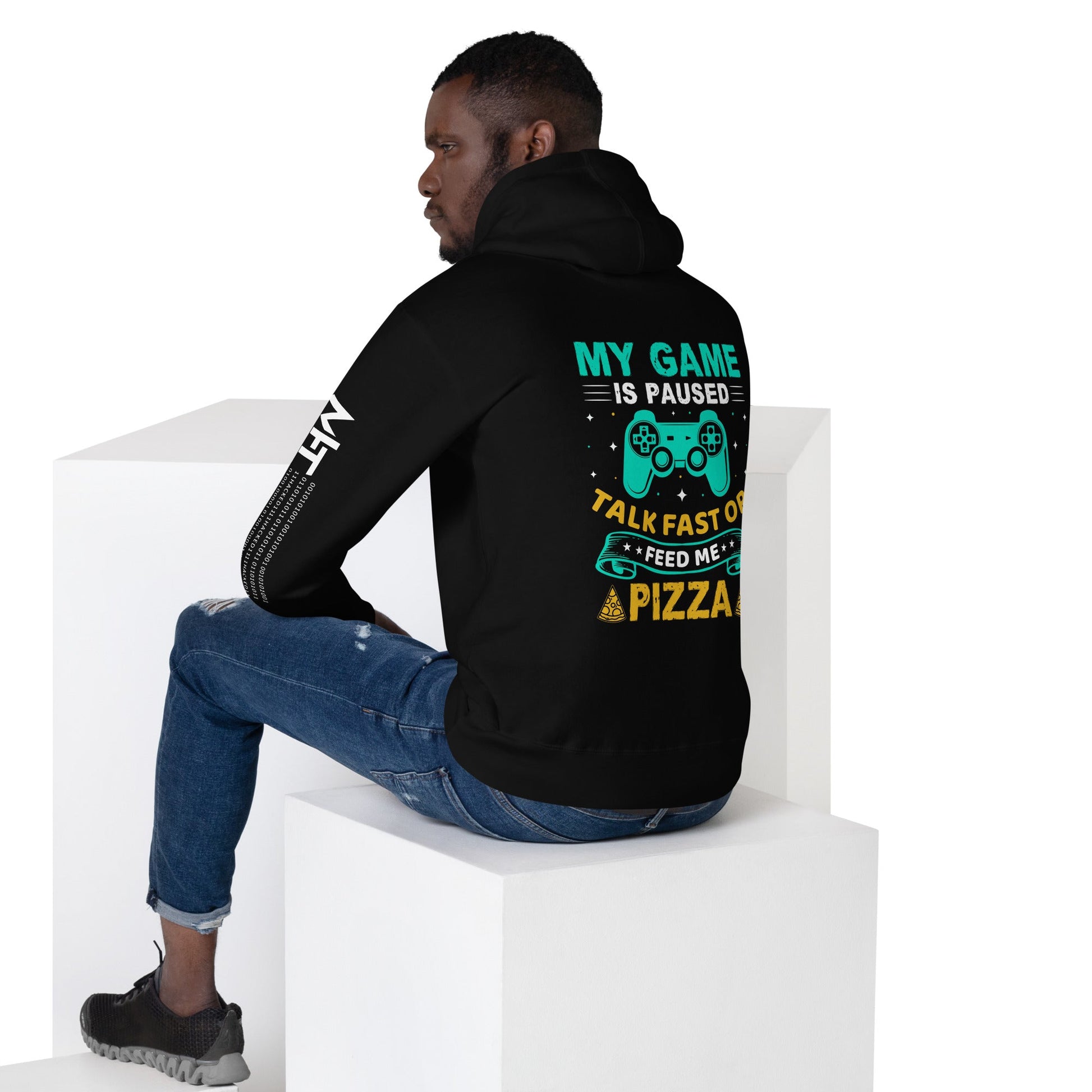 My Game is Paused, Talk Fast or Feed me Pizza - Unisex Hoodie by DarkByteGear