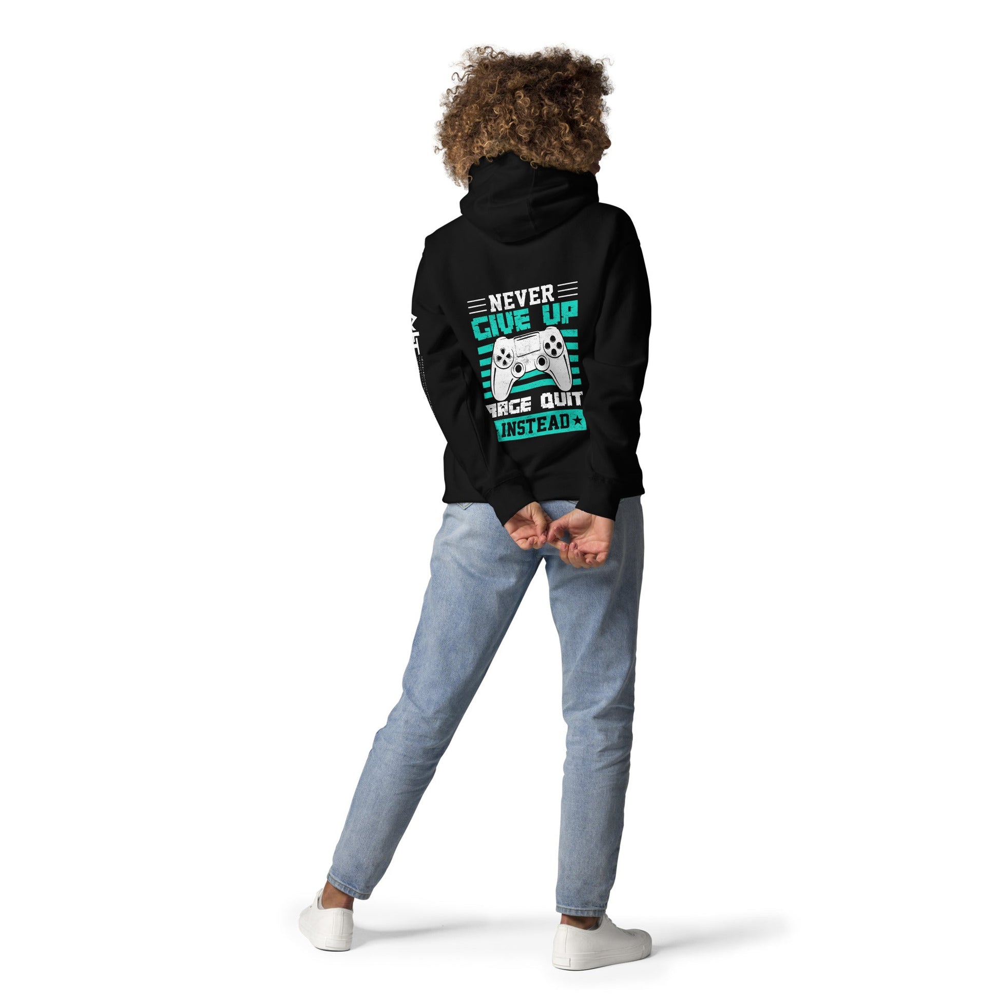 Never Give Up! Arge Quit - Unisex Hoodie ( Back Print ) by DarkByteGear