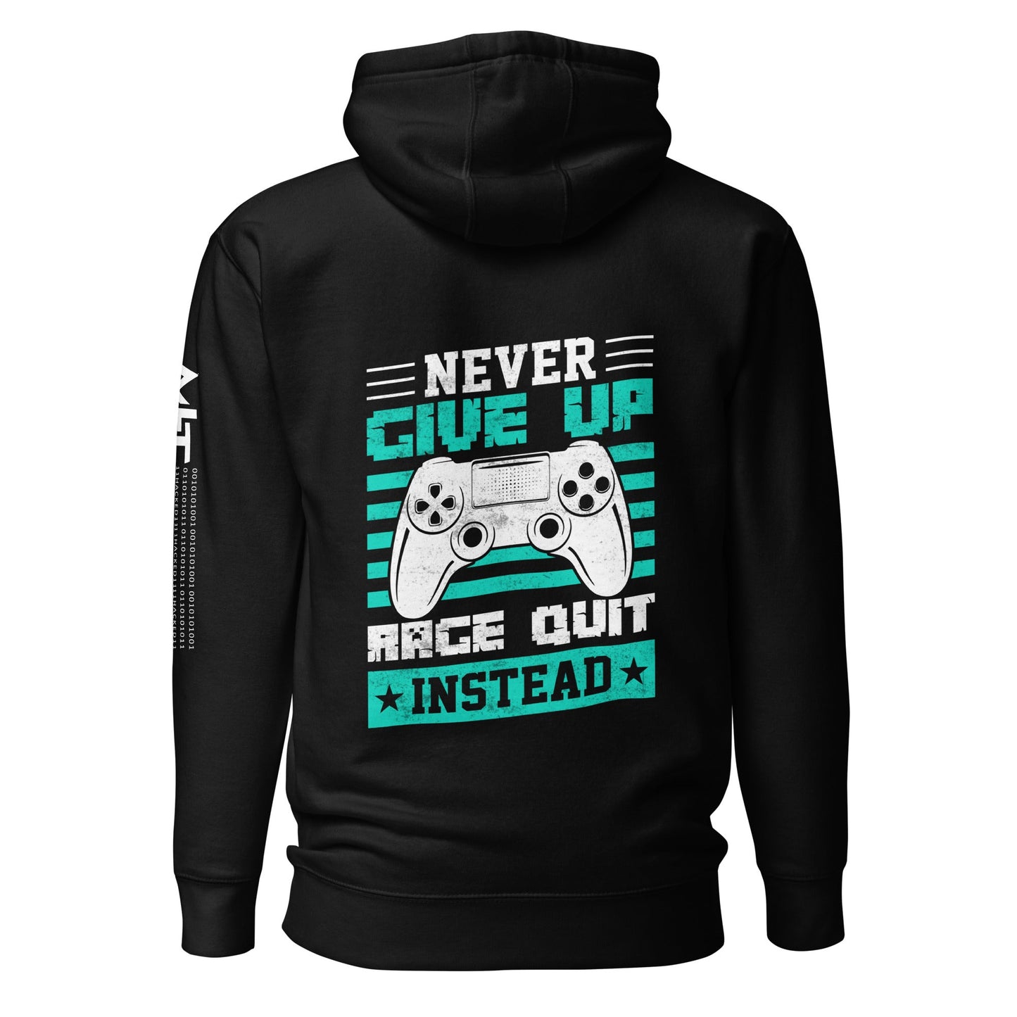 Never Give Up! Arge Quit - Unisex Hoodie ( Back Print ) by DarkByteGear