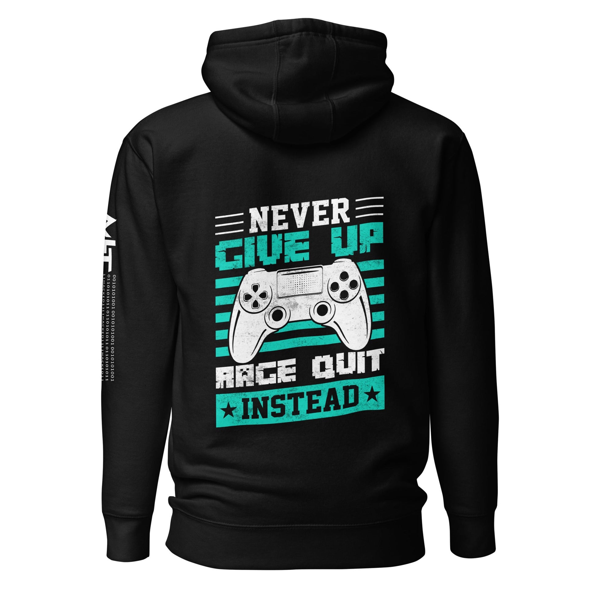 Never Give Up! Arge Quit - Unisex Hoodie ( Back Print ) by DarkByteGear