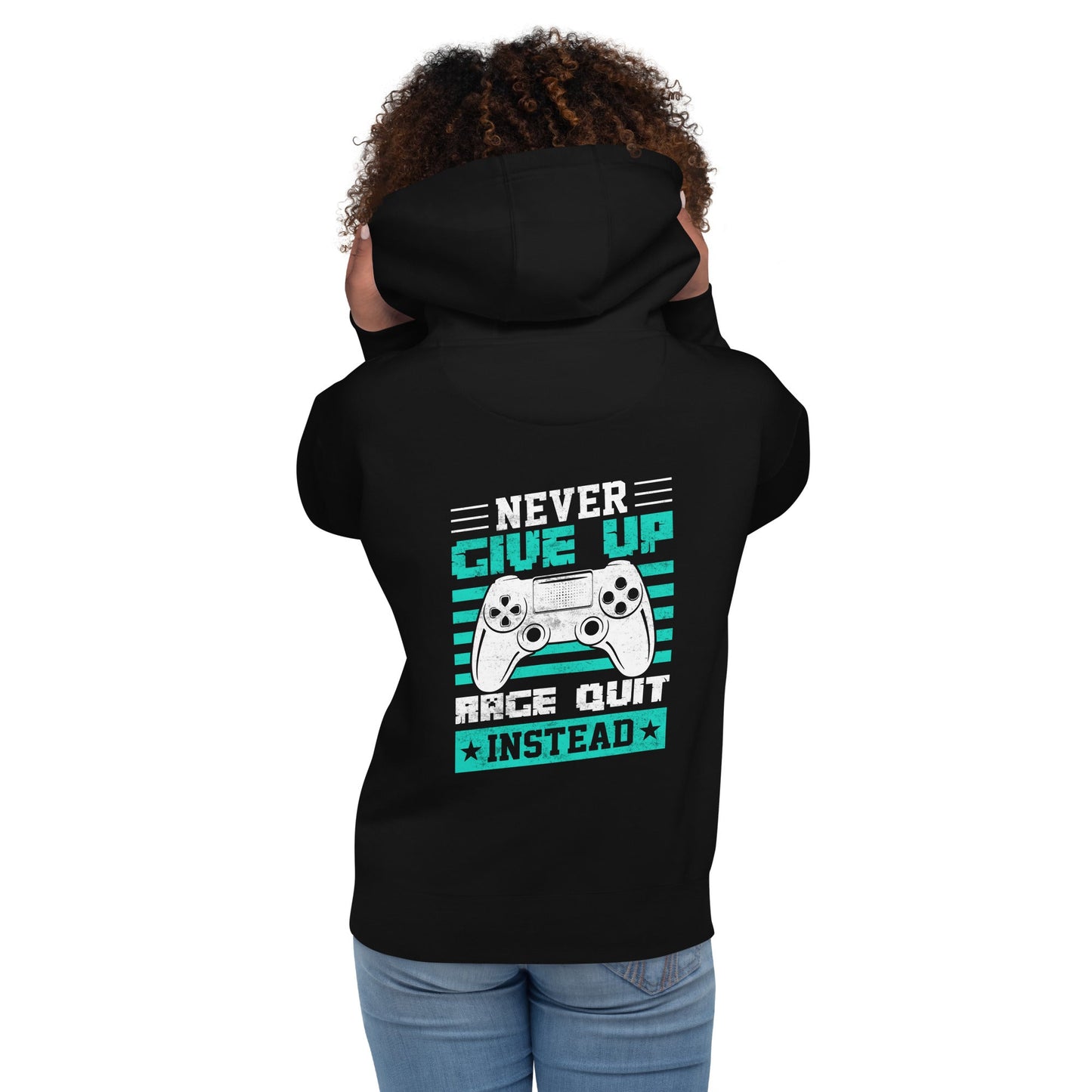 Never Give Up! Arge Quit - Unisex Hoodie ( Back Print ) by DarkByteGear