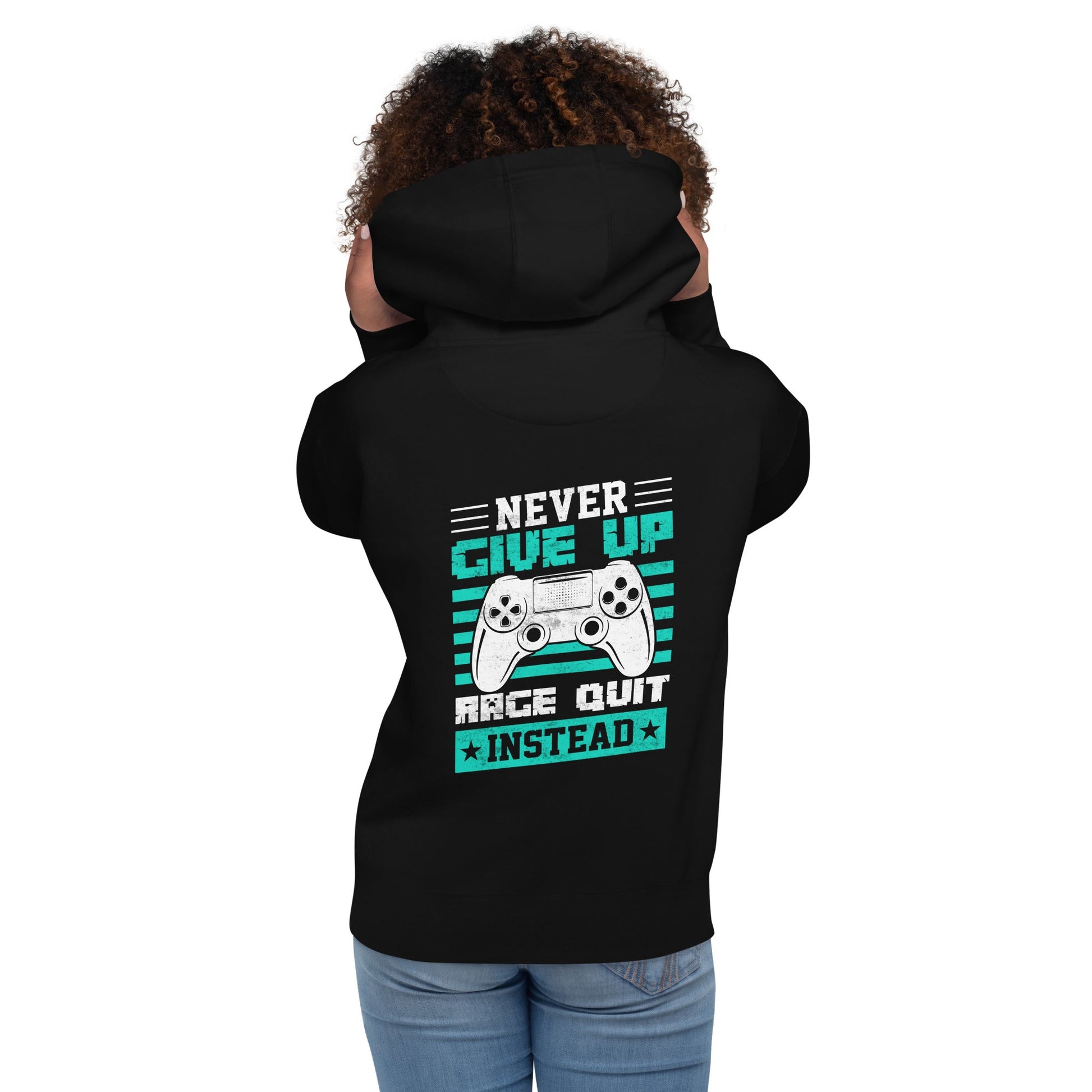 Never Give Up! Arge Quit - Unisex Hoodie ( Back Print ) by DarkByteGear