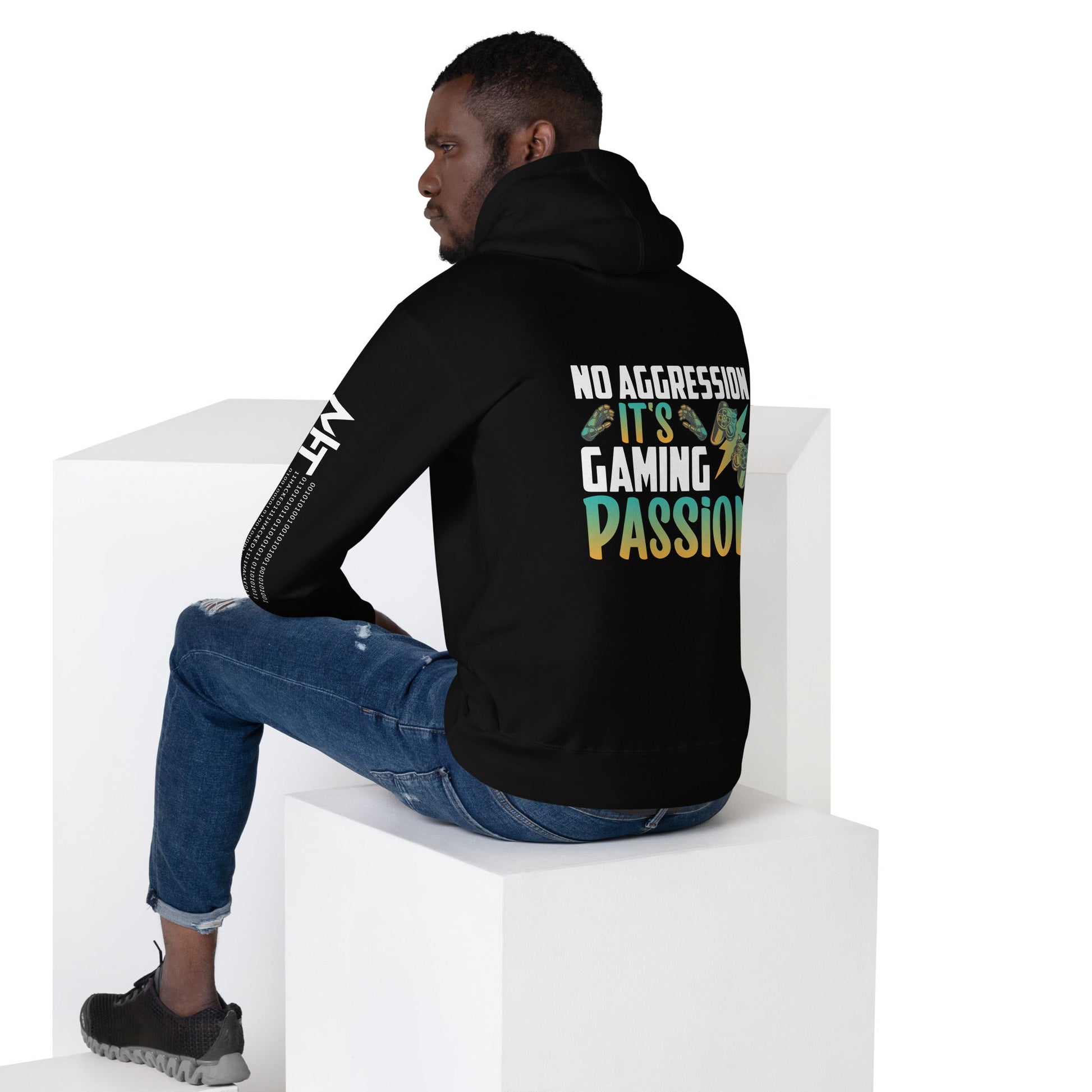 No Aggression, It's Gaming Passion - Unisex Hoodie ( Back Print ) by DarkByteGear