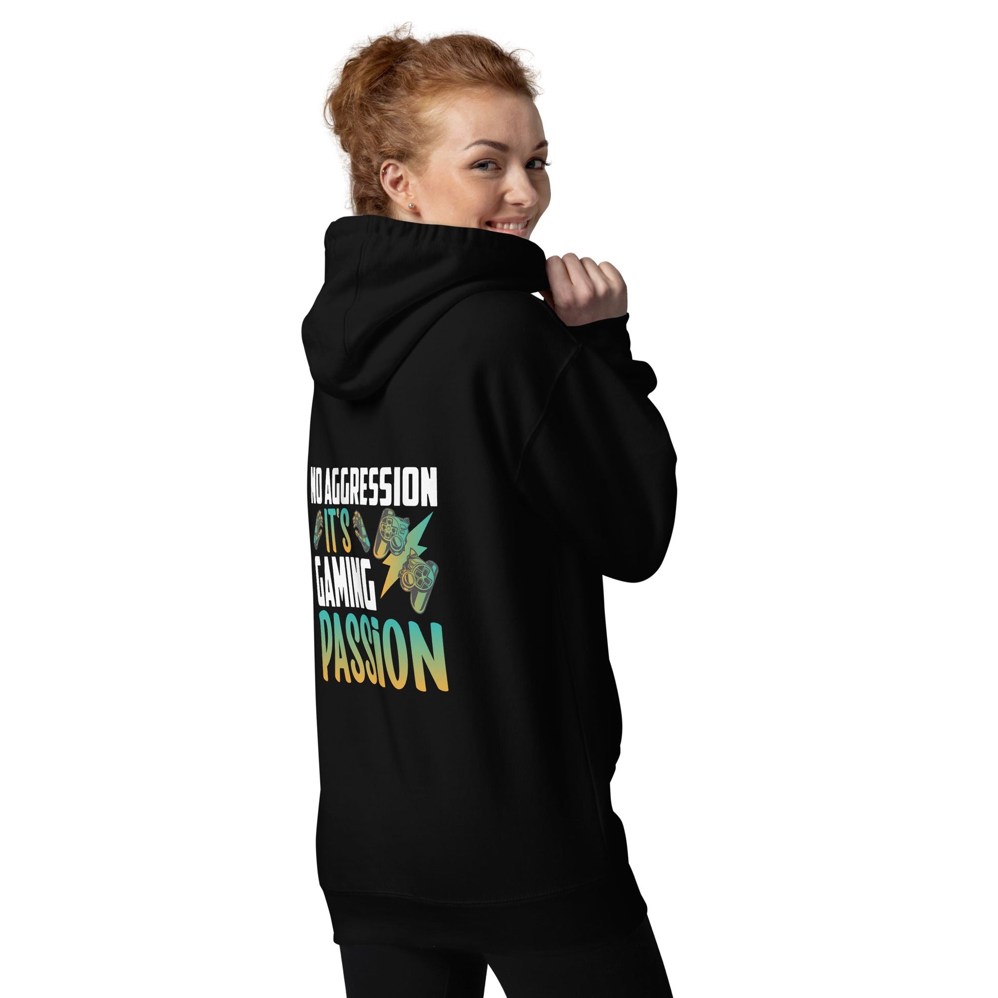 No Aggression, It's Gaming Passion - Unisex Hoodie ( Back Print ) by DarkByteGear