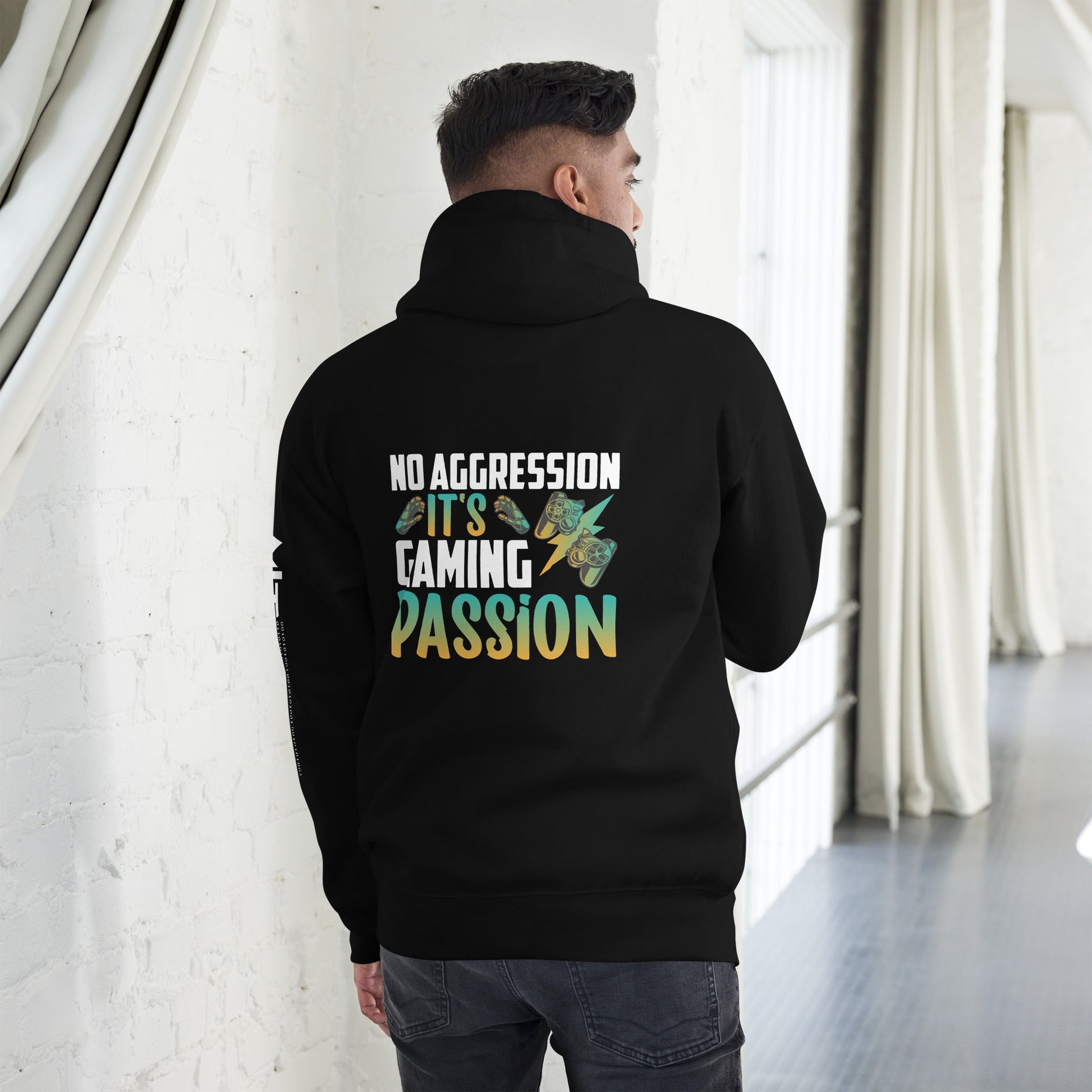 No Aggression, It's Gaming Passion - Unisex Hoodie ( Back Print ) by DarkByteGear