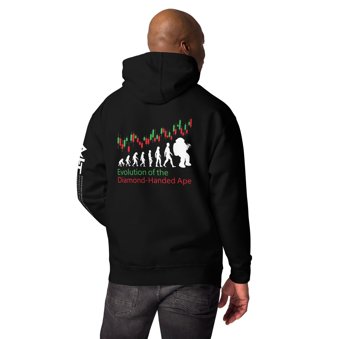 Evolution of the Diamond-handed Ape - Unisex Hoodie ( Back Print ) by DarkByteGear