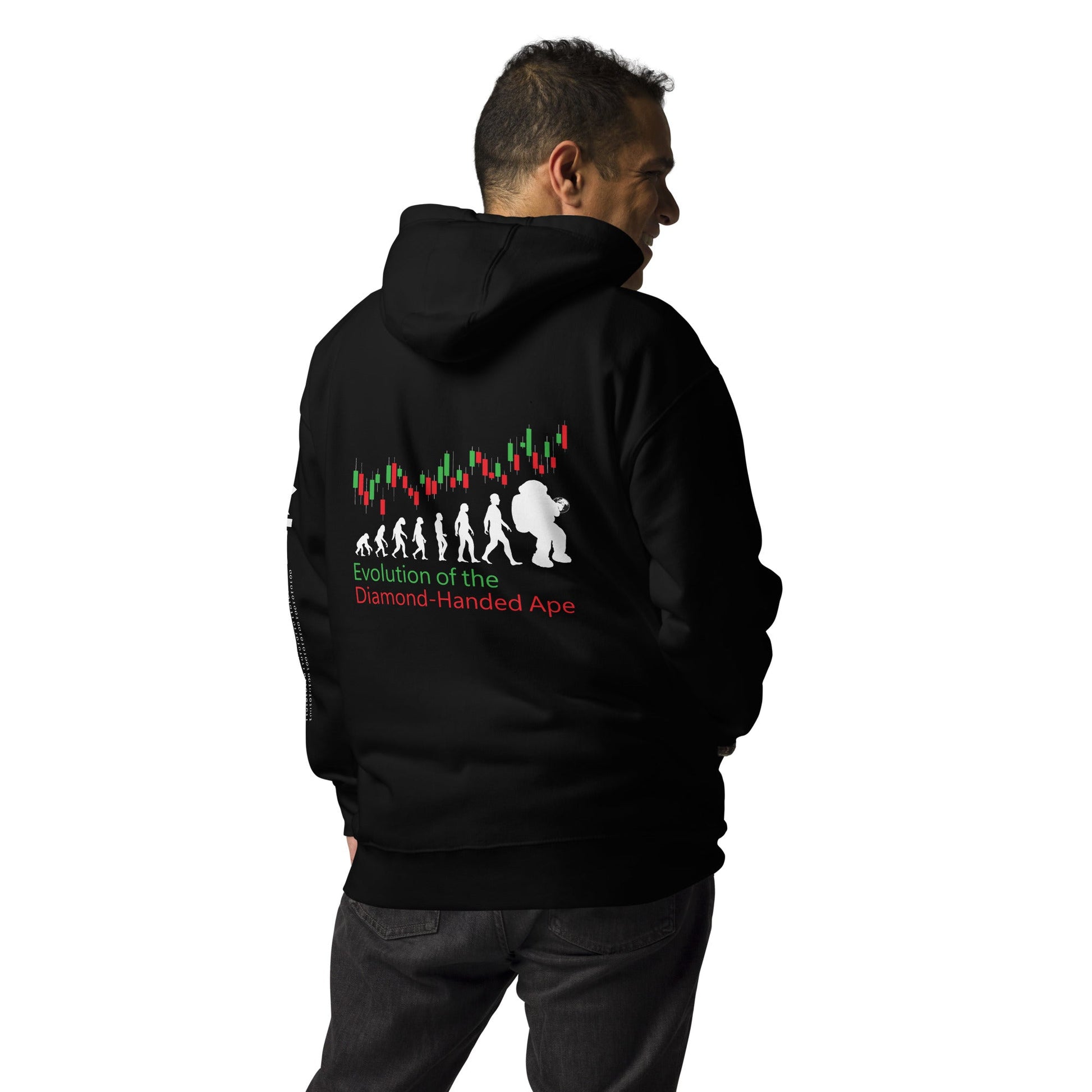 Evolution of the Diamond-handed Ape - Unisex Hoodie ( Back Print ) by DarkByteGear