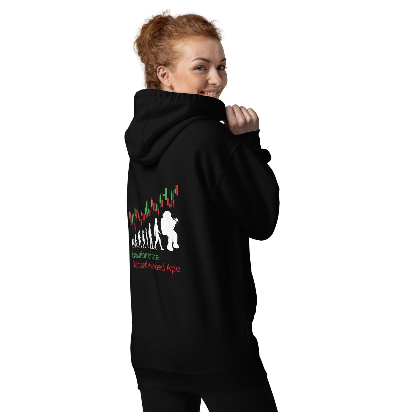 Evolution of the Diamond-handed Ape - Unisex Hoodie ( Back Print ) by DarkByteGear