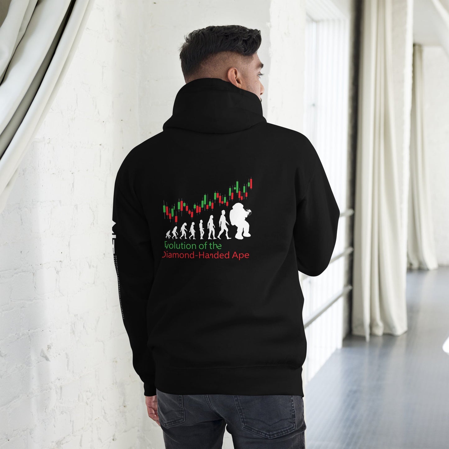 Evolution of the Diamond-handed Ape - Unisex Hoodie ( Back Print ) by DarkByteGear