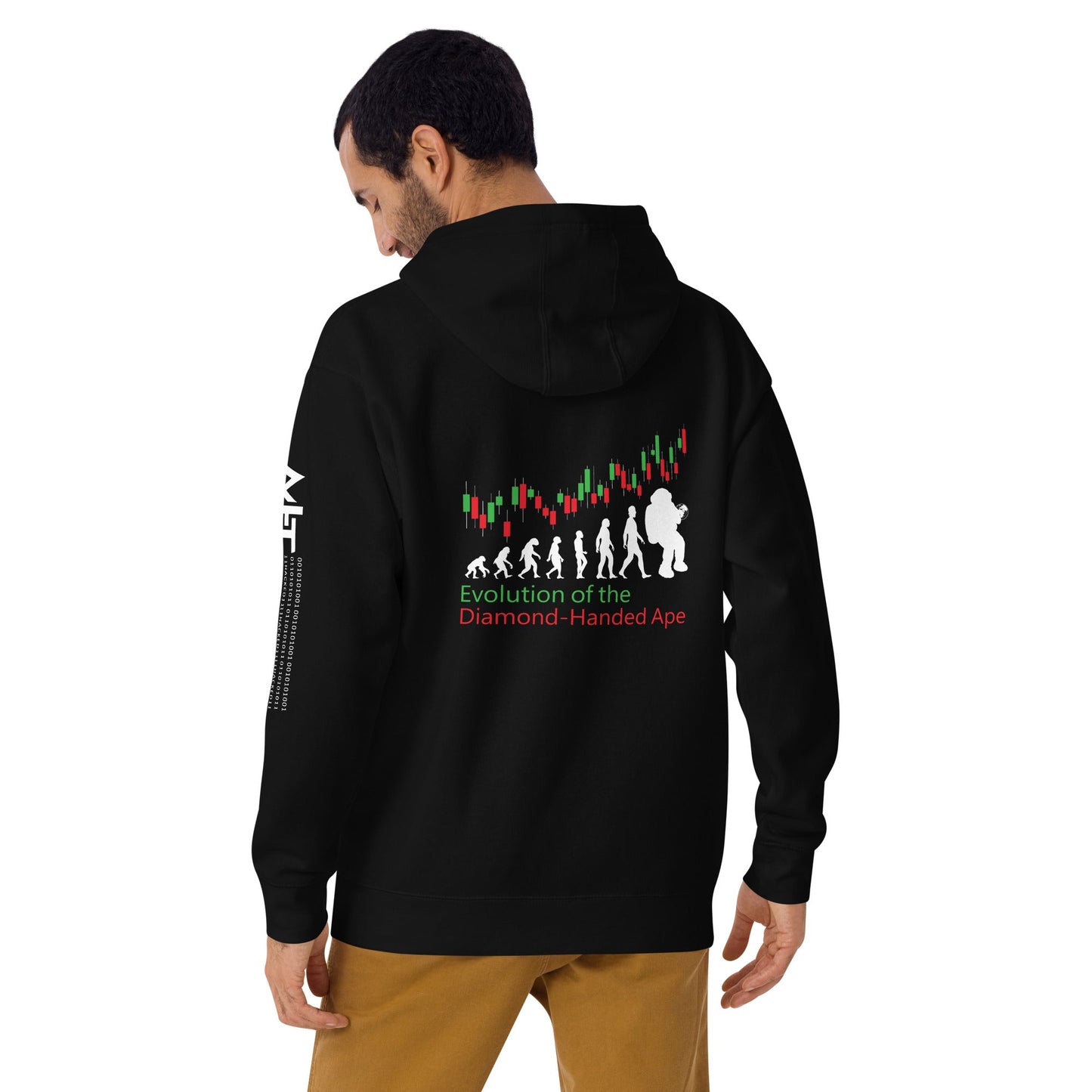 Evolution of the Diamond-handed Ape - Unisex Hoodie ( Back Print ) by DarkByteGear