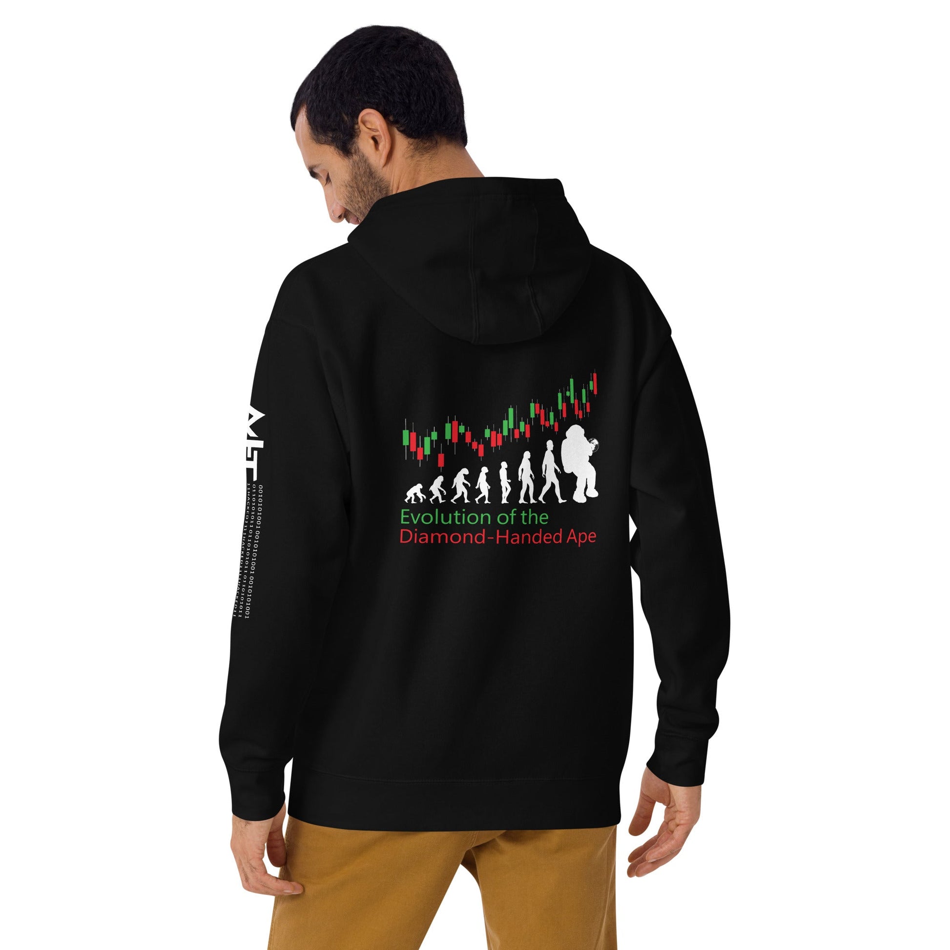 Evolution of the Diamond-handed Ape - Unisex Hoodie ( Back Print ) by DarkByteGear