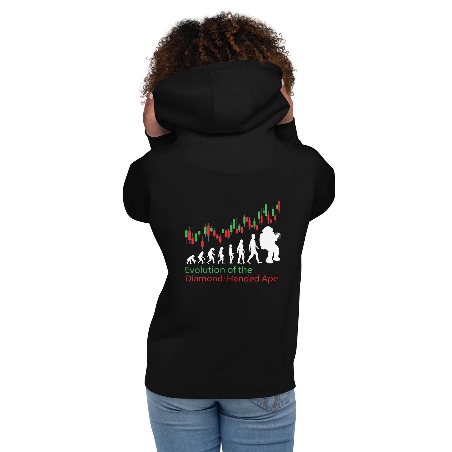 Evolution of the Diamond-handed Ape - Unisex Hoodie ( Back Print ) by DarkByteGear