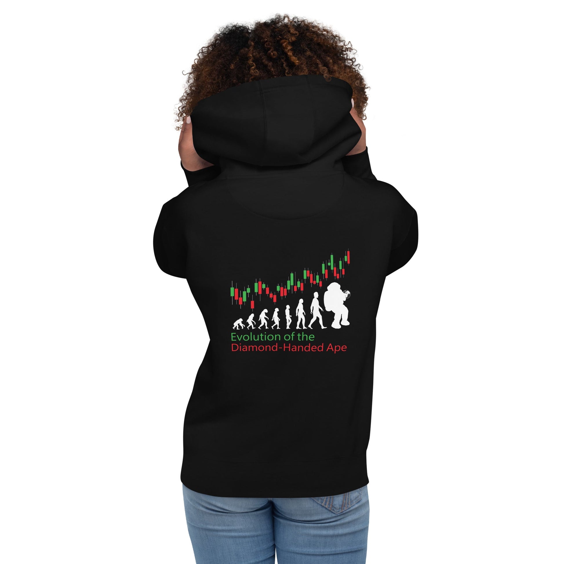 Evolution of the Diamond-handed Ape - Unisex Hoodie ( Back Print ) by DarkByteGear
