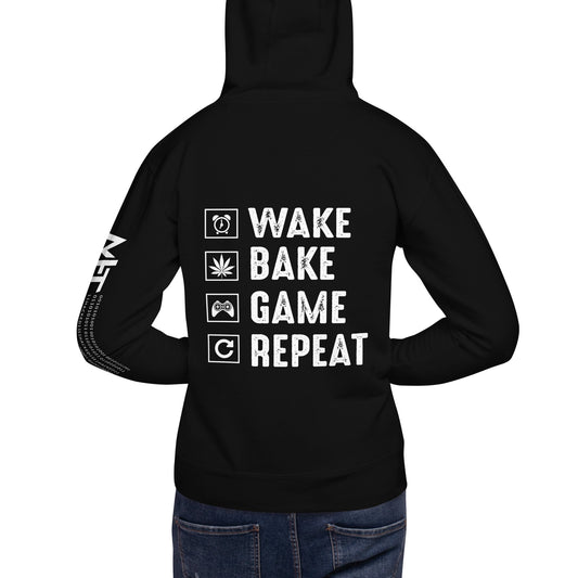 Wake, Bake, Game, Repeat Rima 13 - Unisex Hoodie ( Back Print ) by DarkByteGear