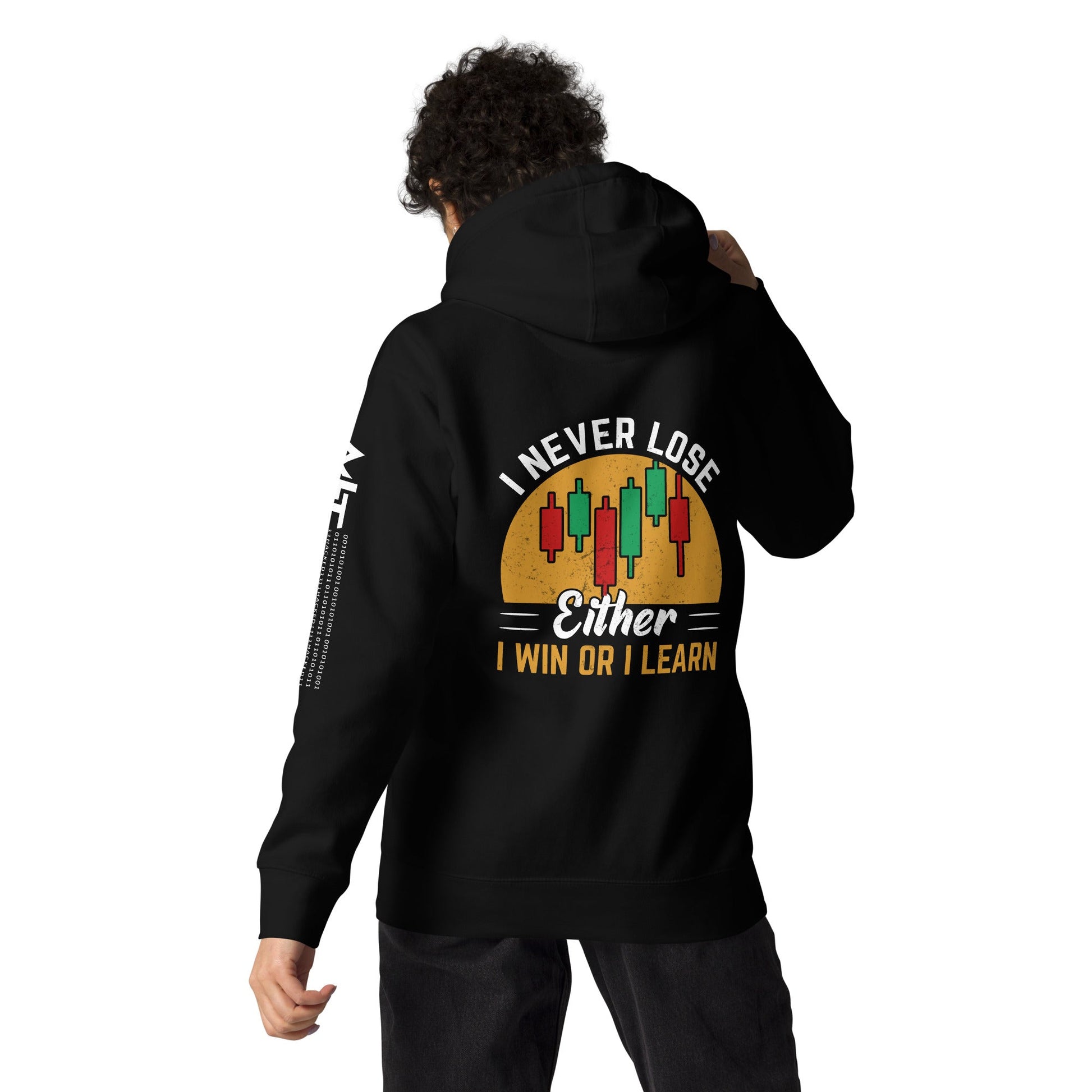 I never Lose: Either I win or I learn V1 - Unisex Hoodie ( Back Print ) by DarkByteGear