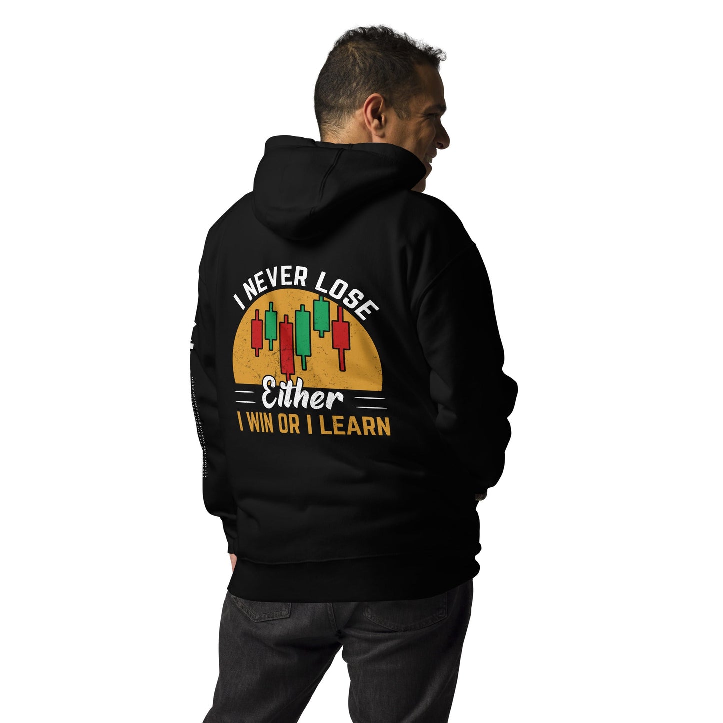 I never Lose: Either I win or I learn V1 - Unisex Hoodie ( Back Print ) by DarkByteGear