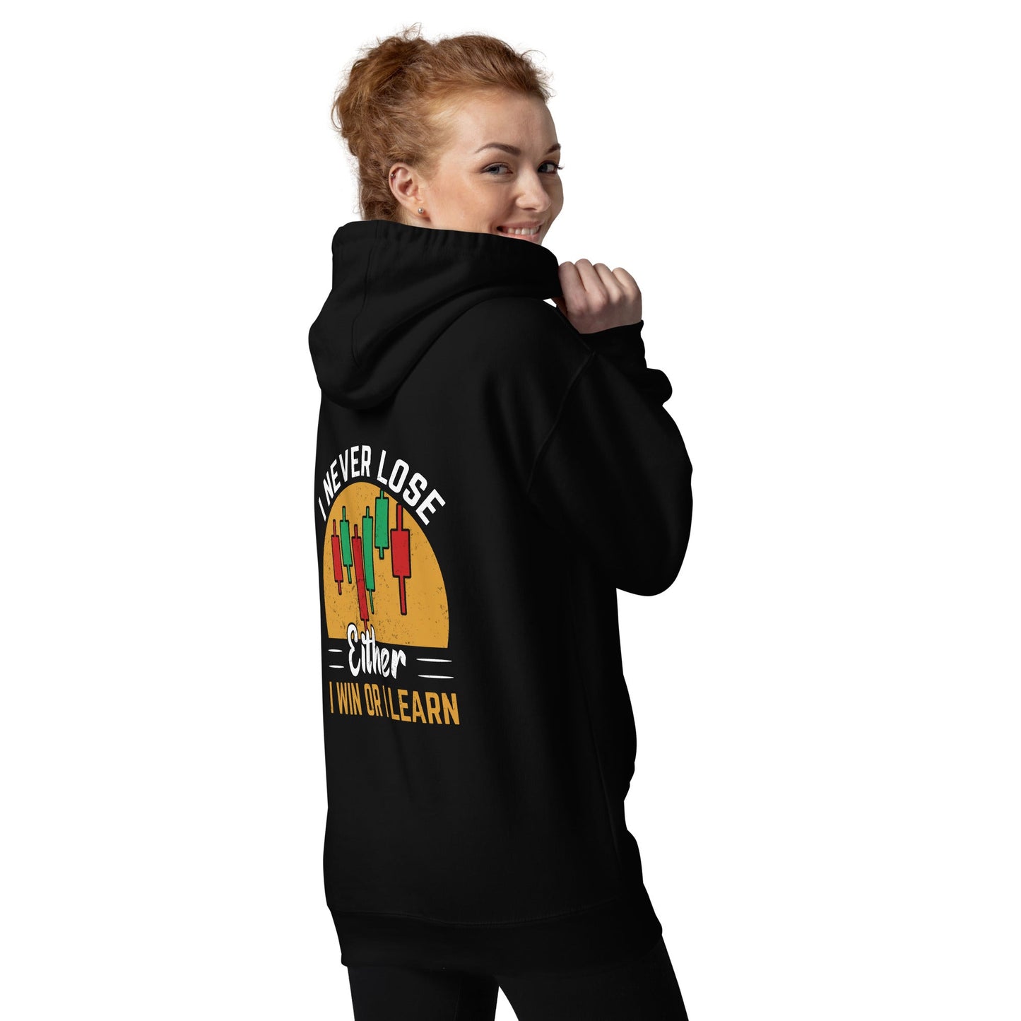 I never Lose: Either I win or I learn V1 - Unisex Hoodie ( Back Print ) by DarkByteGear