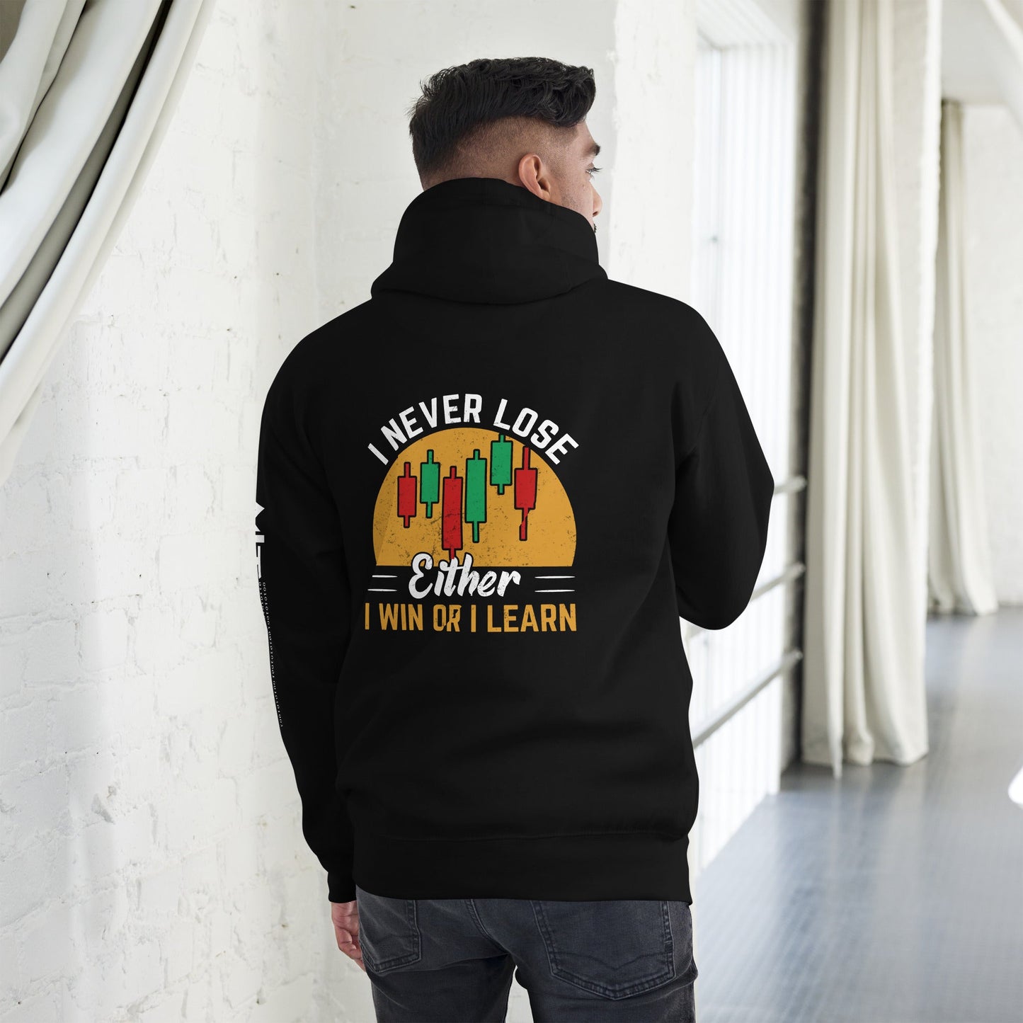 I never Lose: Either I win or I learn V1 - Unisex Hoodie ( Back Print ) by DarkByteGear