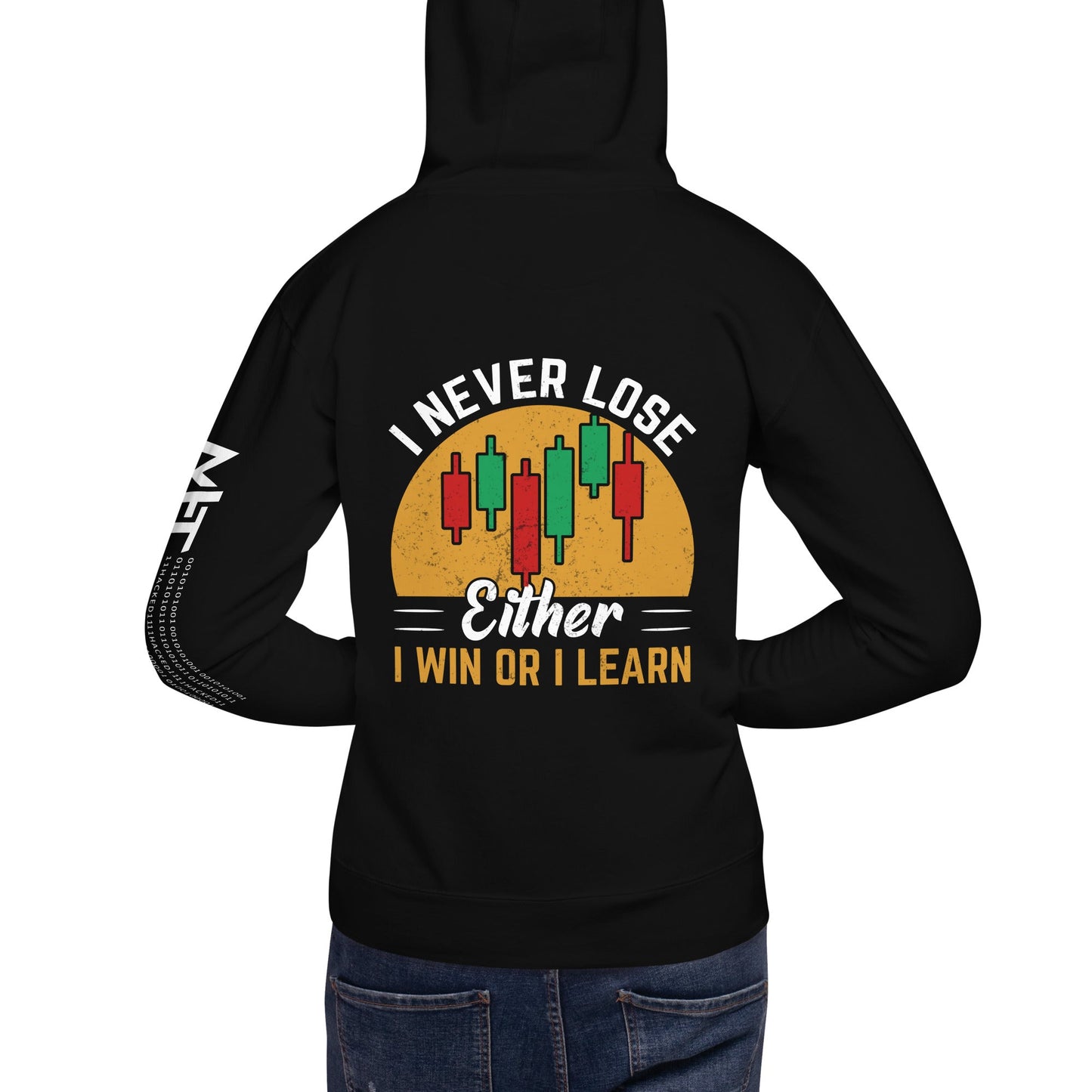 I never Lose: Either I win or I learn V1 - Unisex Hoodie ( Back Print ) by DarkByteGear