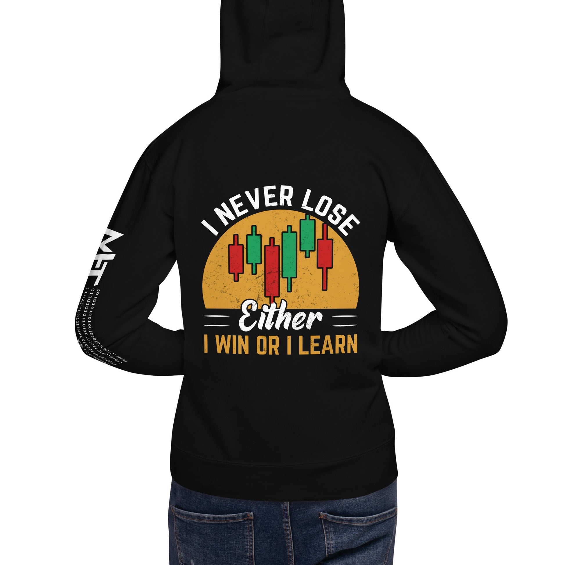 I never Lose: Either I win or I learn V1 - Unisex Hoodie ( Back Print ) by DarkByteGear