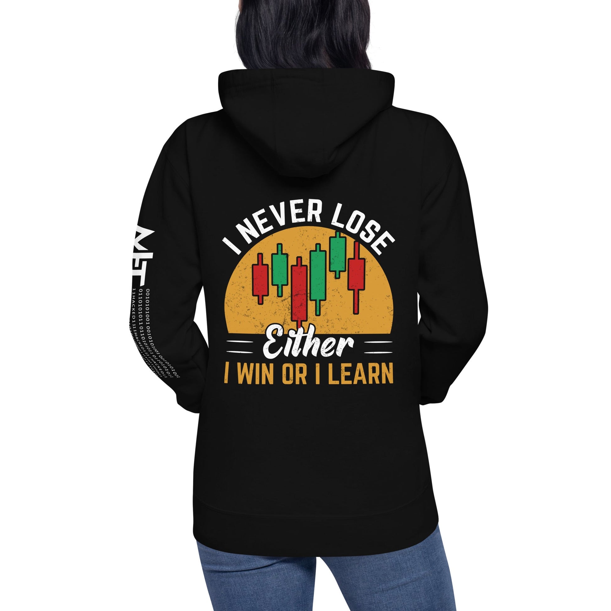 I never Lose: Either I win or I learn V1 - Unisex Hoodie ( Back Print ) by DarkByteGear