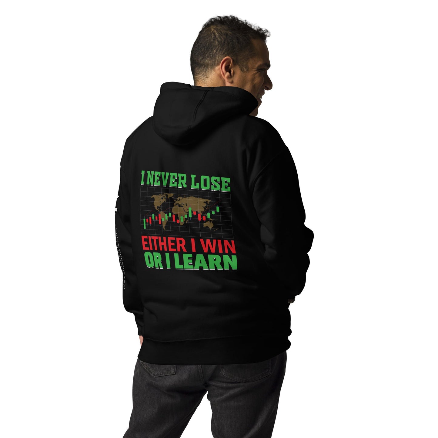 I never Lose: Either I win or I learn V2 - Unisex Hoodie ( Back Print ) by DarkByteGear