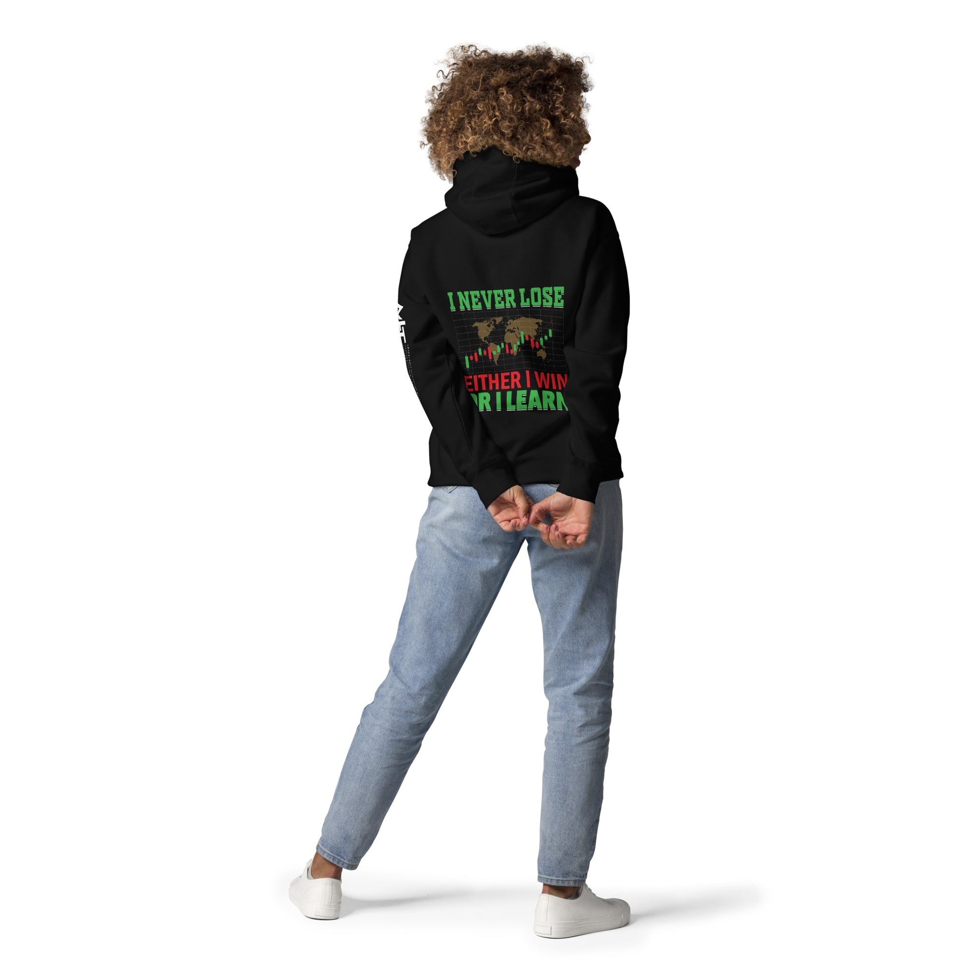 I never Lose: Either I win or I learn V2 - Unisex Hoodie ( Back Print ) by DarkByteGear
