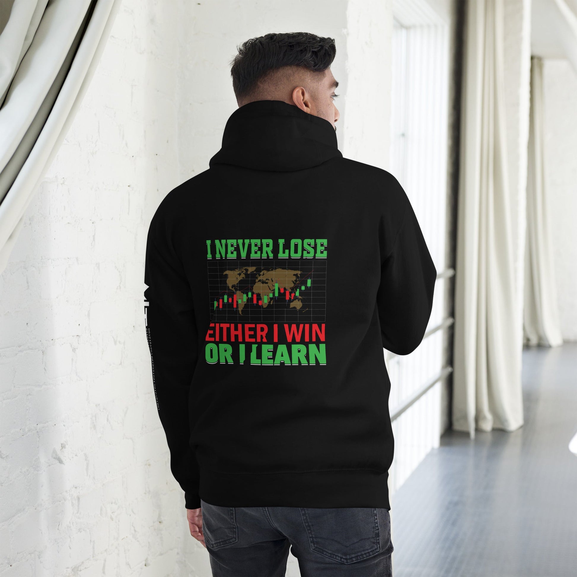 I never Lose: Either I win or I learn V2 - Unisex Hoodie ( Back Print ) by DarkByteGear