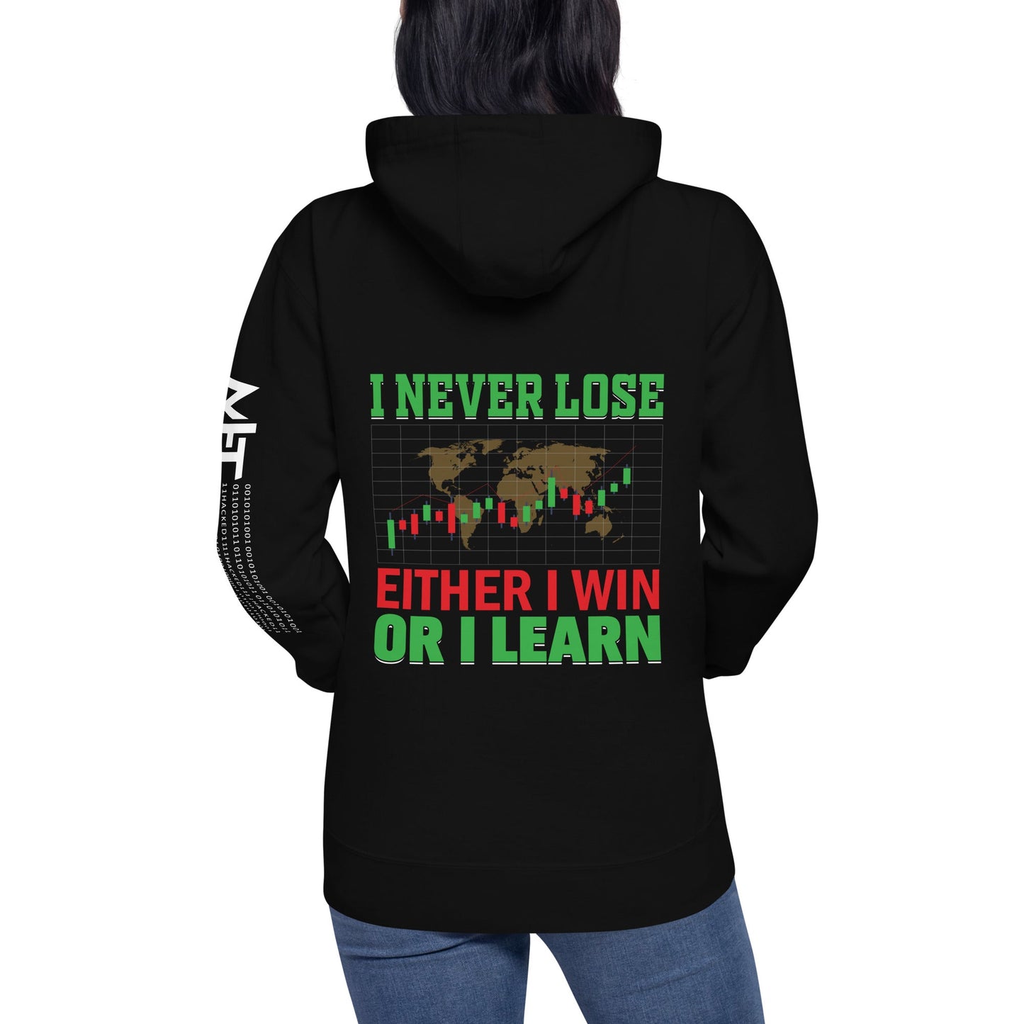 I never Lose: Either I win or I learn V2 - Unisex Hoodie ( Back Print ) by DarkByteGear