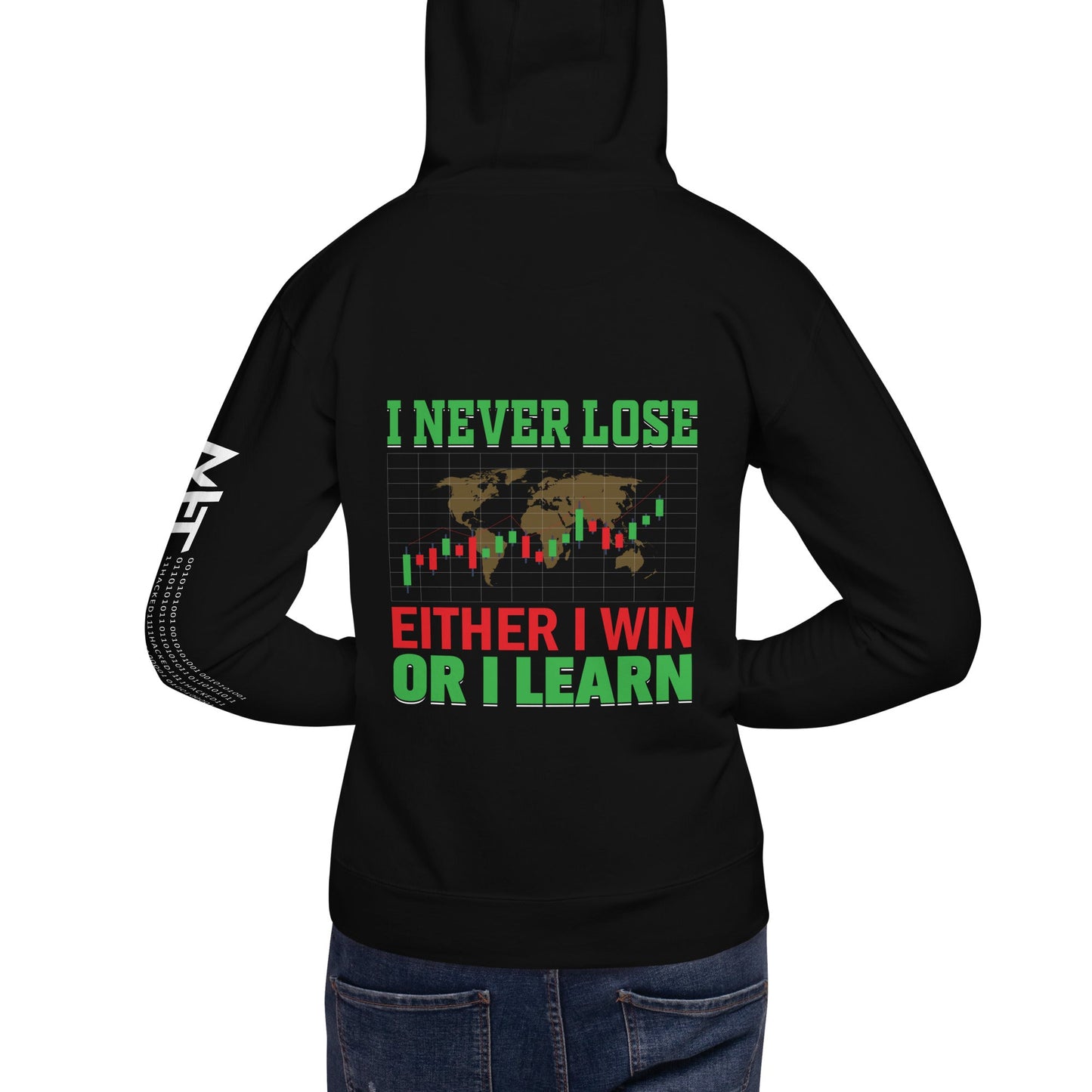 I never Lose: Either I win or I learn V2 - Unisex Hoodie ( Back Print ) by DarkByteGear
