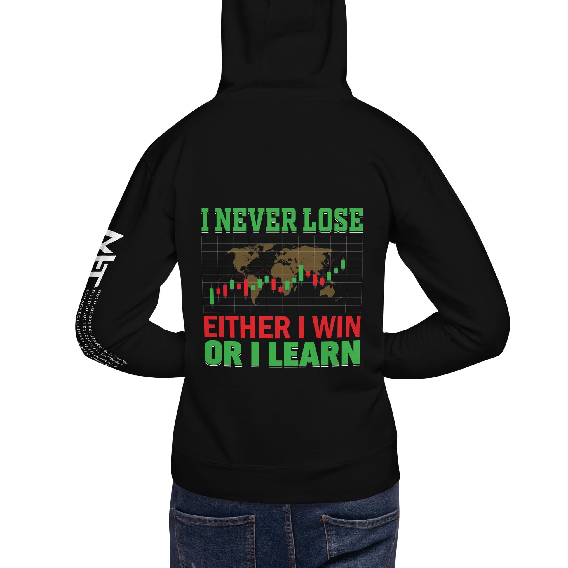 I never Lose: Either I win or I learn V2 - Unisex Hoodie ( Back Print ) by DarkByteGear