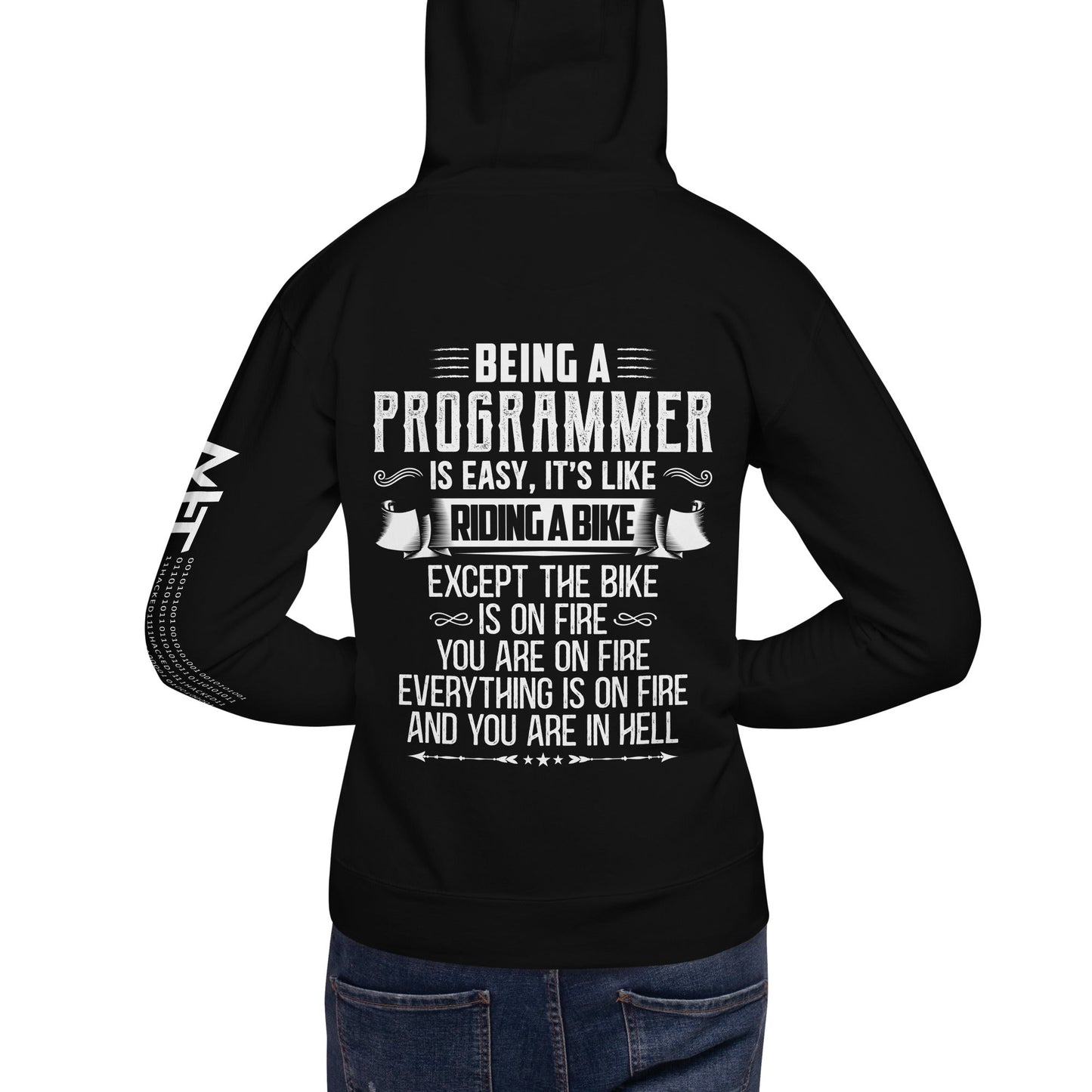 Being a Programmer is easy - Unisex Hoodie ( Back Print ) by DarkByteGear