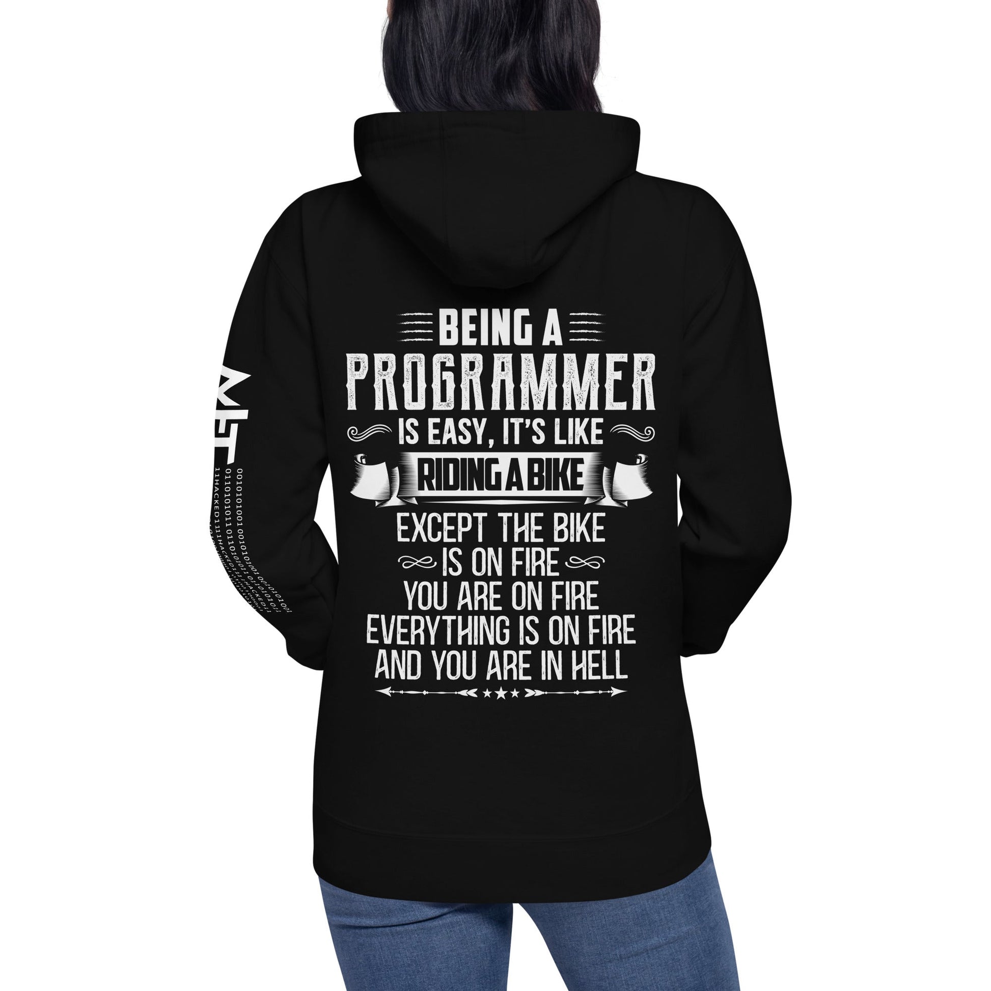 Being a Programmer is easy - Unisex Hoodie ( Back Print ) by DarkByteGear