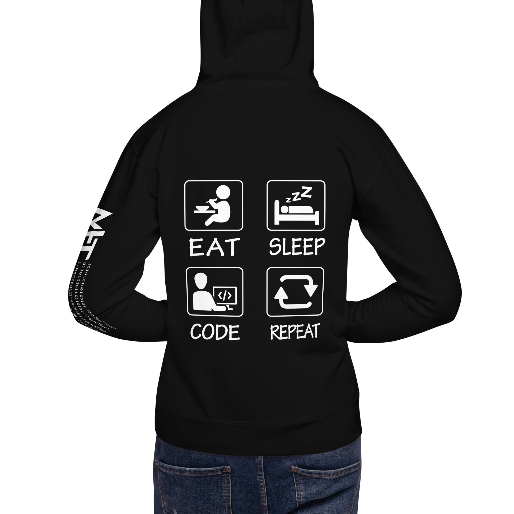 Eat, Sleep, Code, Repeat - Unisex Hoodie ( Back Print ) by DarkByteGear