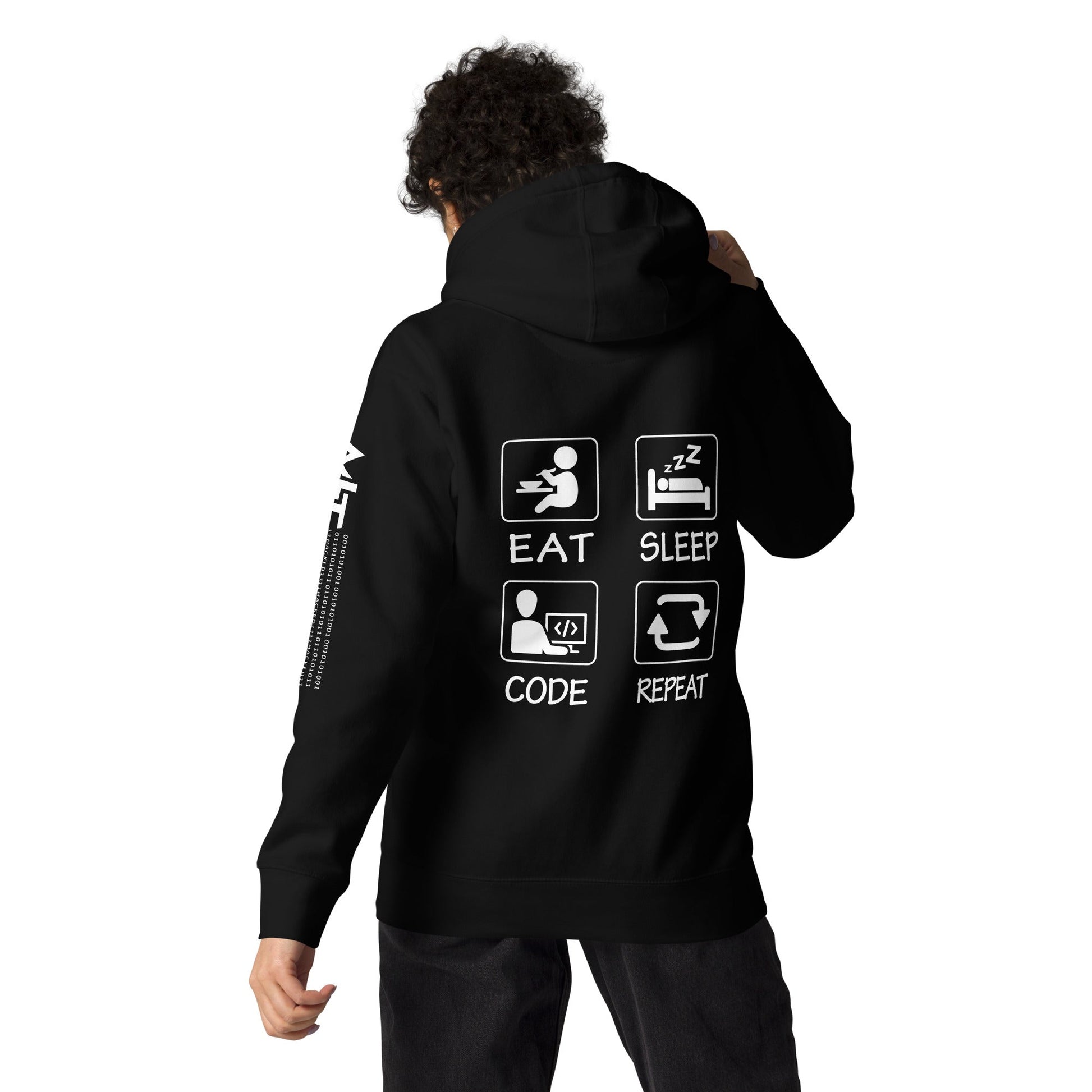 Eat, Sleep, Code, Repeat - Unisex Hoodie ( Back Print ) by DarkByteGear