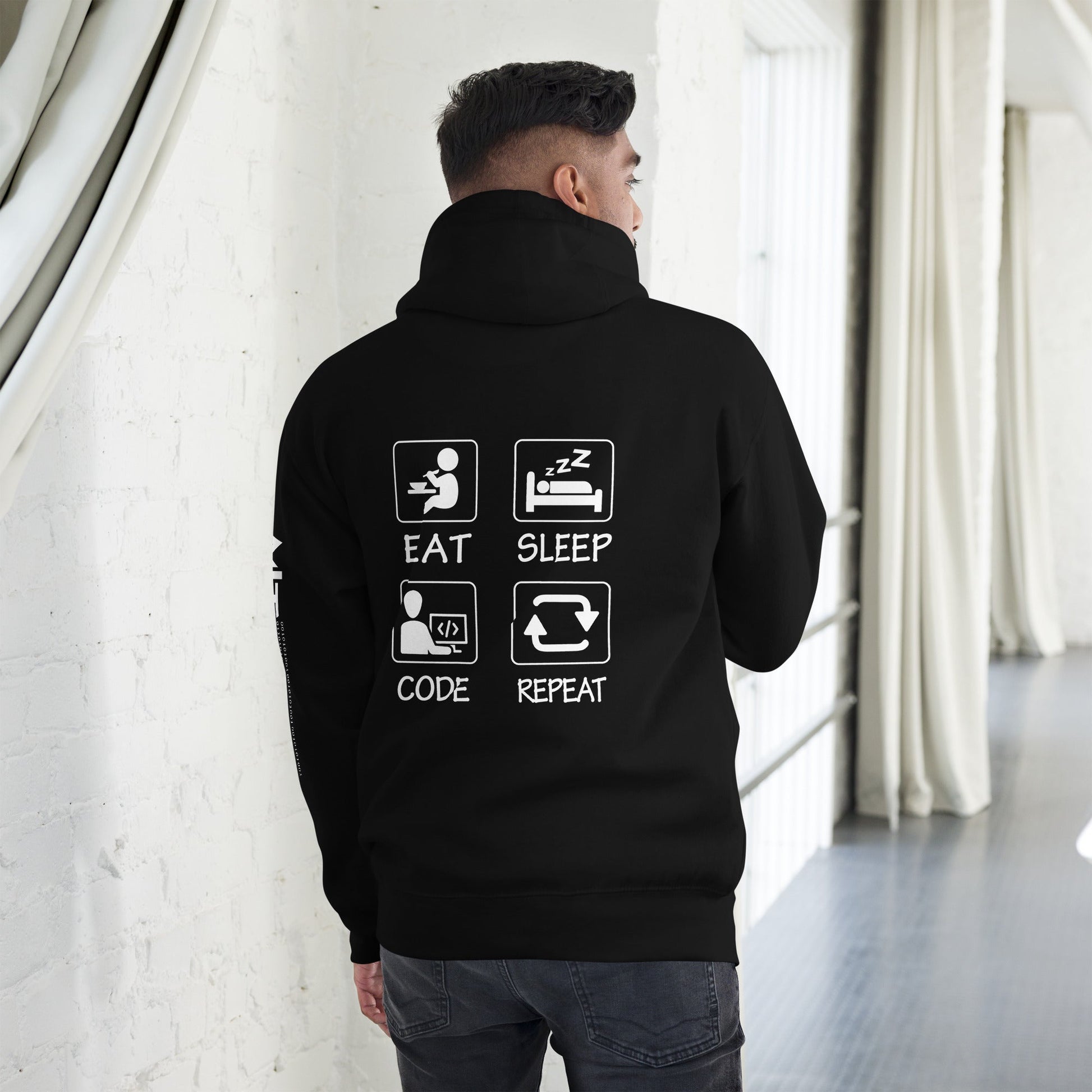 Eat, Sleep, Code, Repeat - Unisex Hoodie ( Back Print ) by DarkByteGear