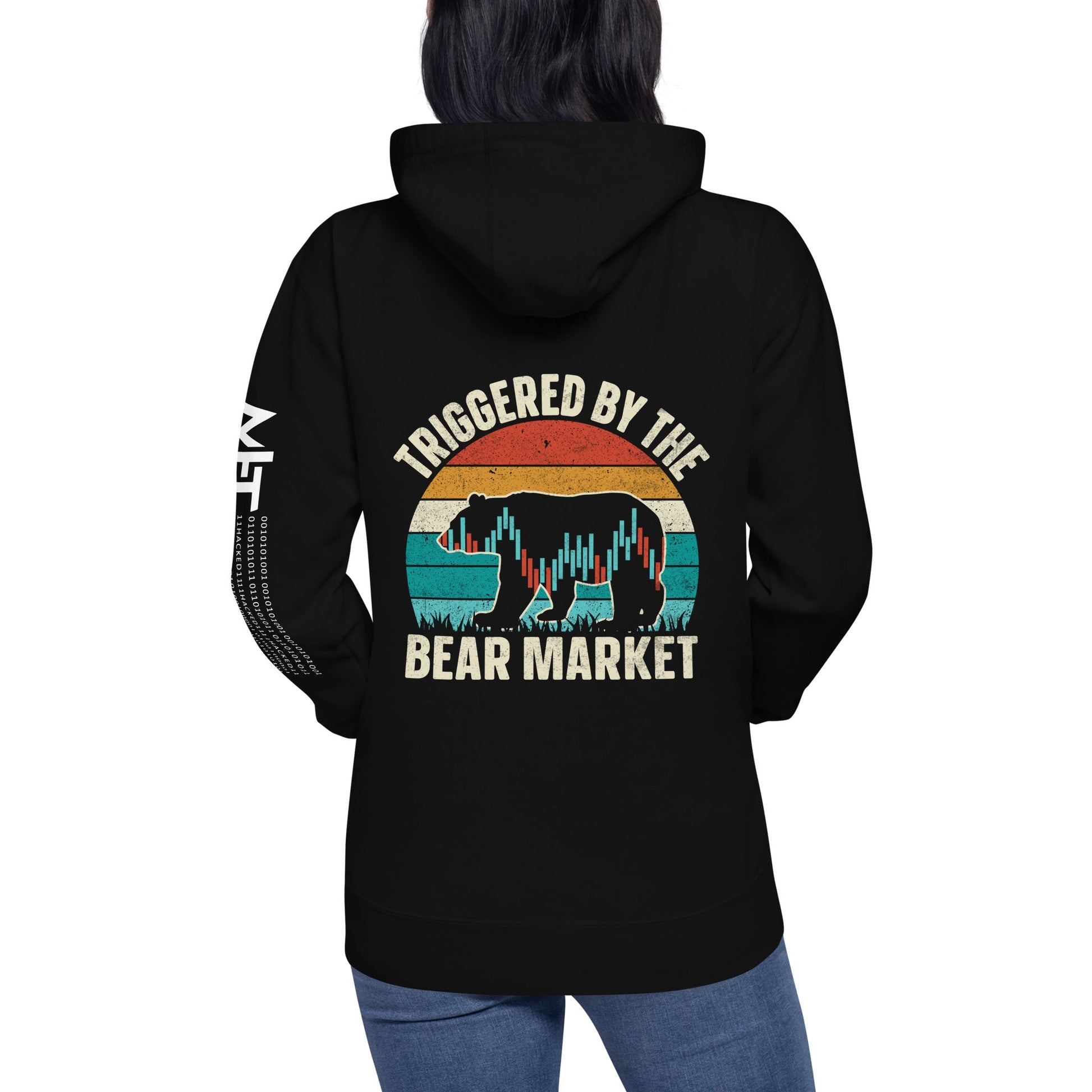 Triggered by the Bear Market - Unisex Hoodie ( Back Print ) by DarkByteGear