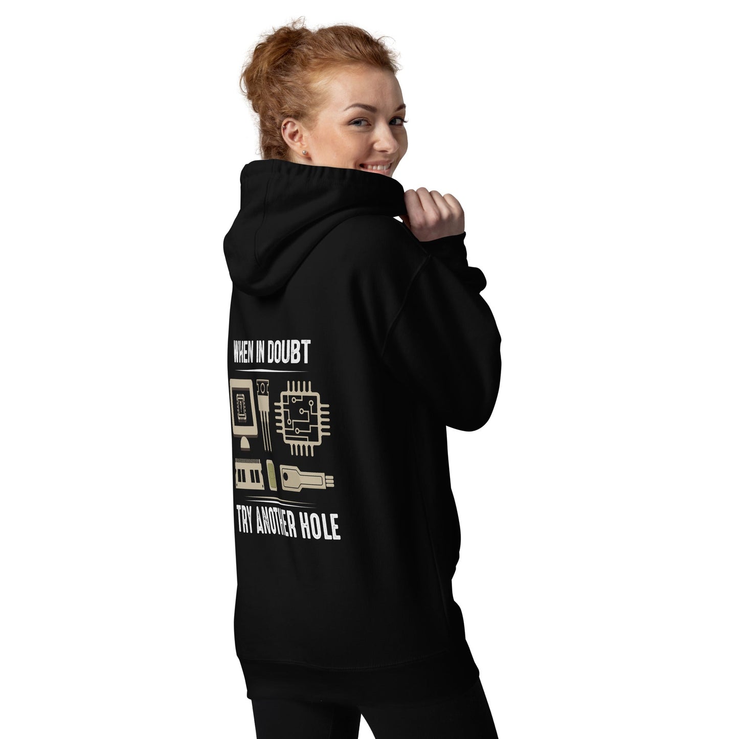 When in doubt, Try another hole V1 - Unisex Hoodie( Back Print ) by DarkByteGear