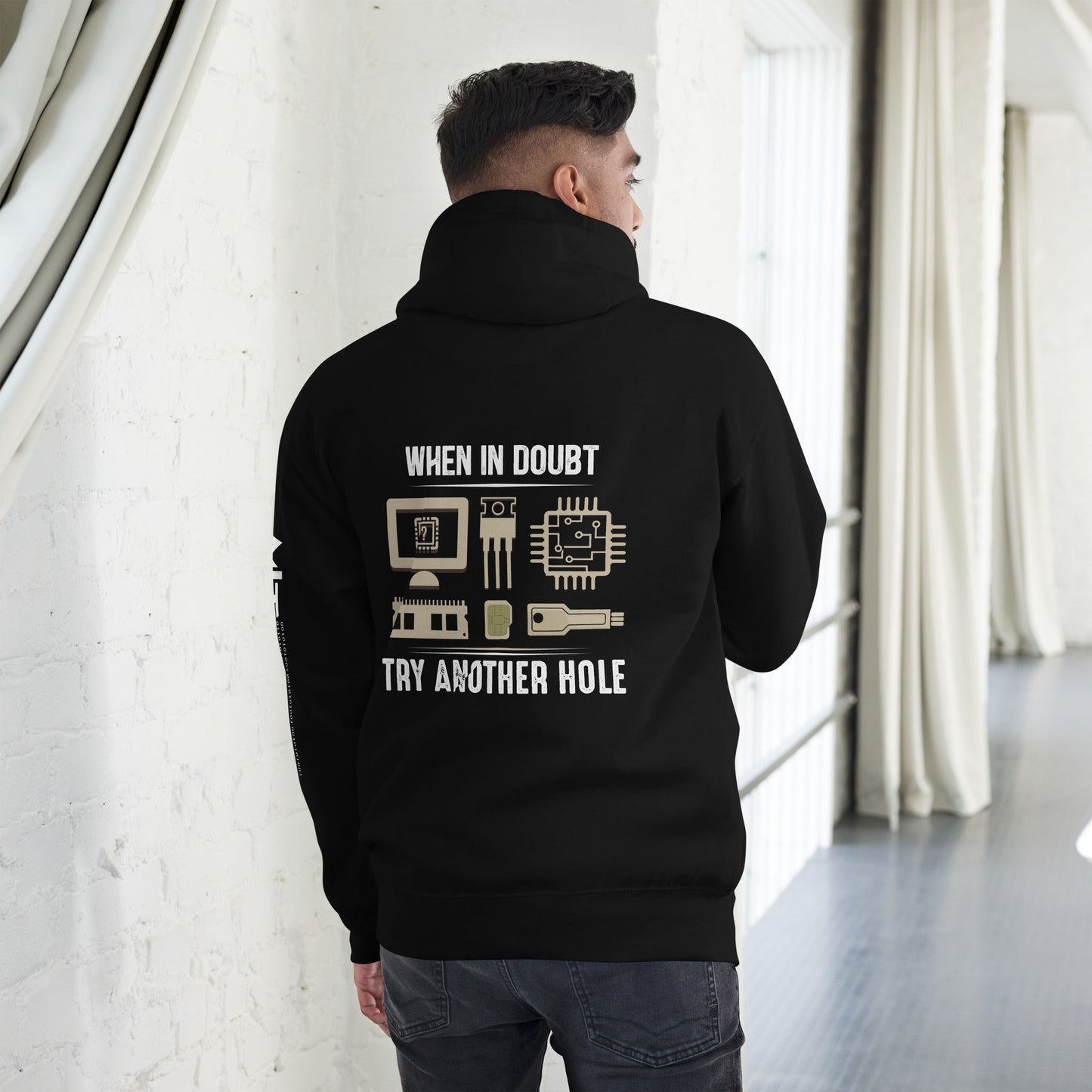 When in doubt, Try another hole V1 - Unisex Hoodie( Back Print ) by DarkByteGear