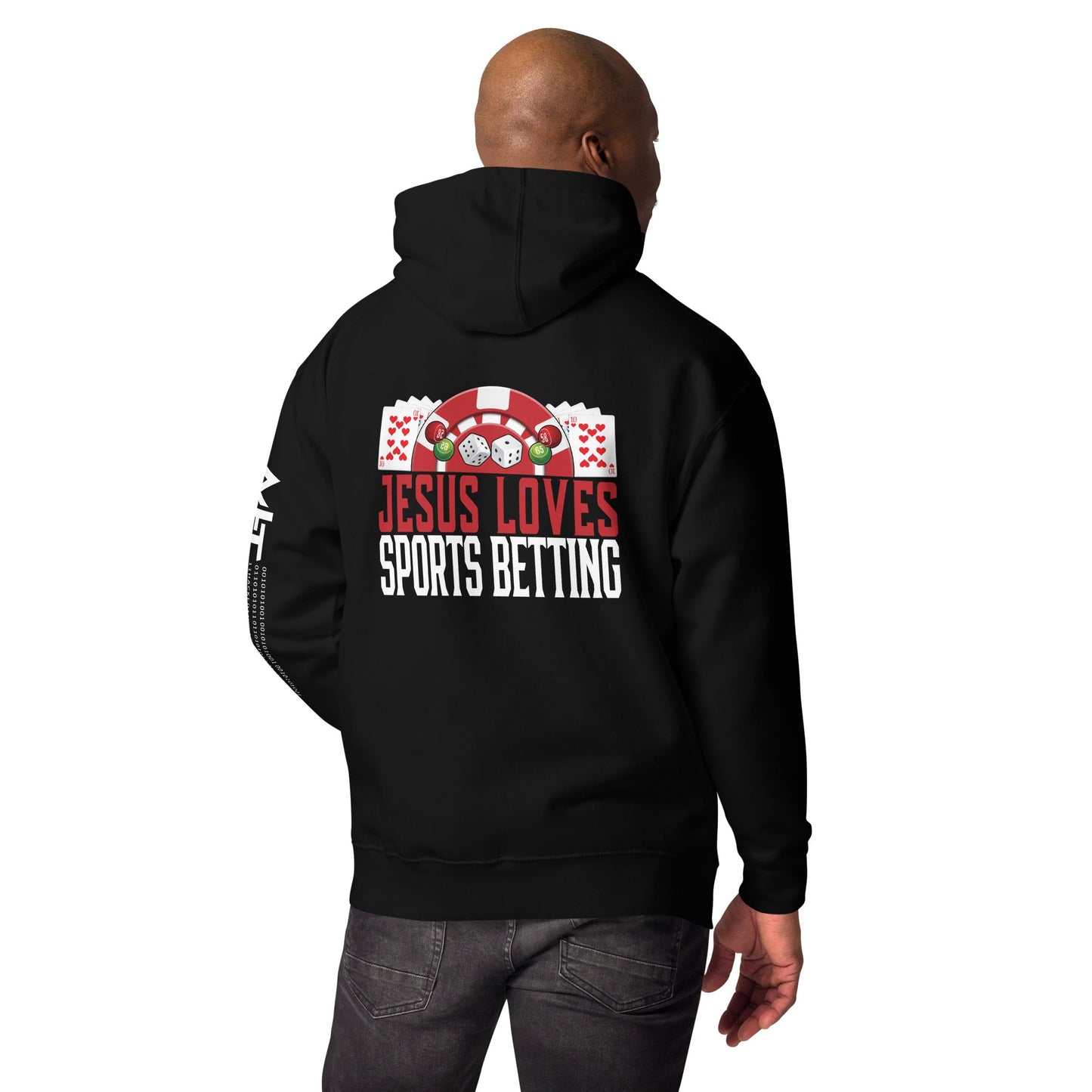 Jesus Loves Sports Betting - Unisex Hoodie ( Back Print ) by DarkByteGear